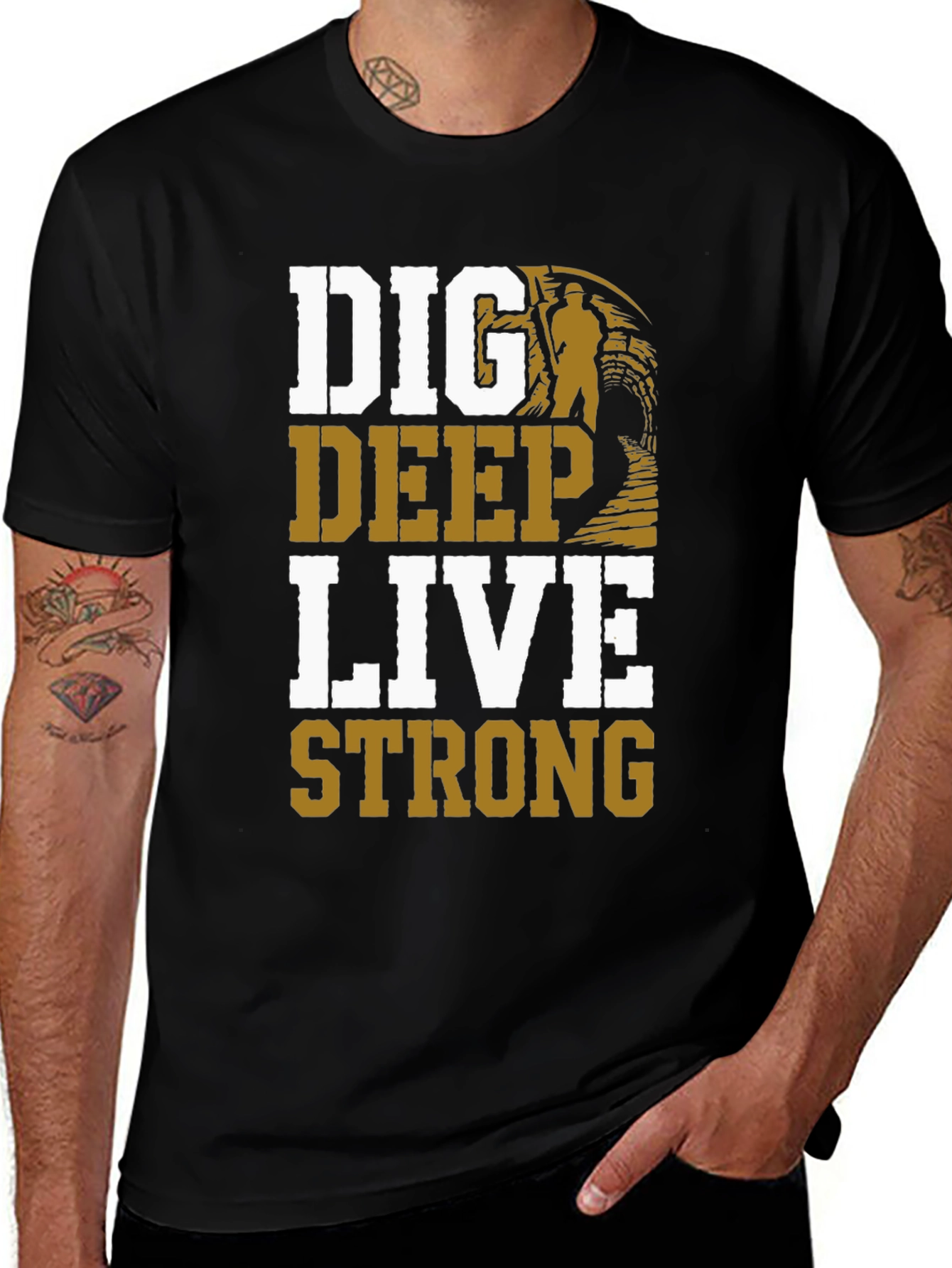 Variant 30 of Dig Deep Live Strong Men's Graphic Tee
