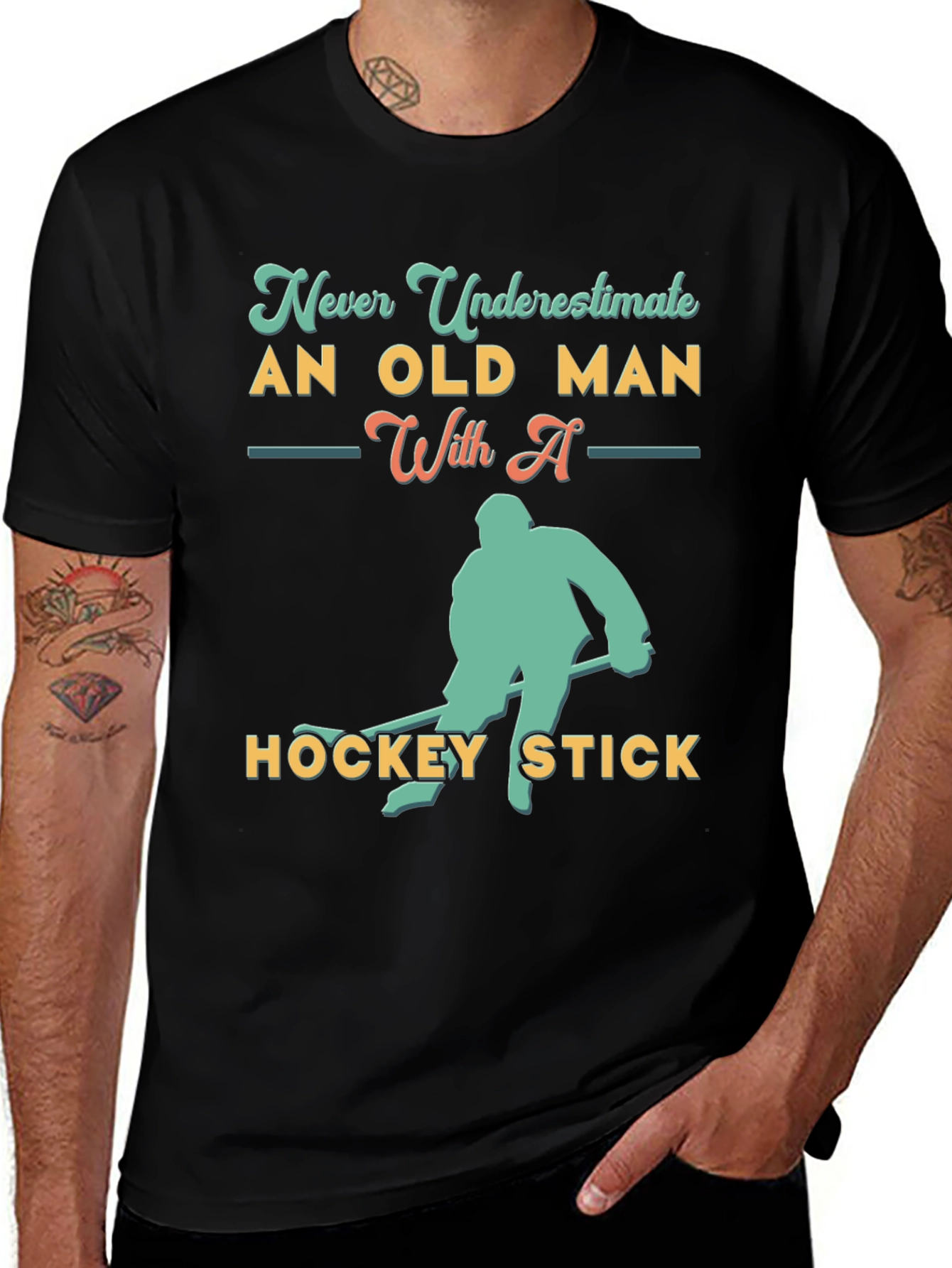Variant 13 of Never Underestimate Old Man Hockey T-Shirt