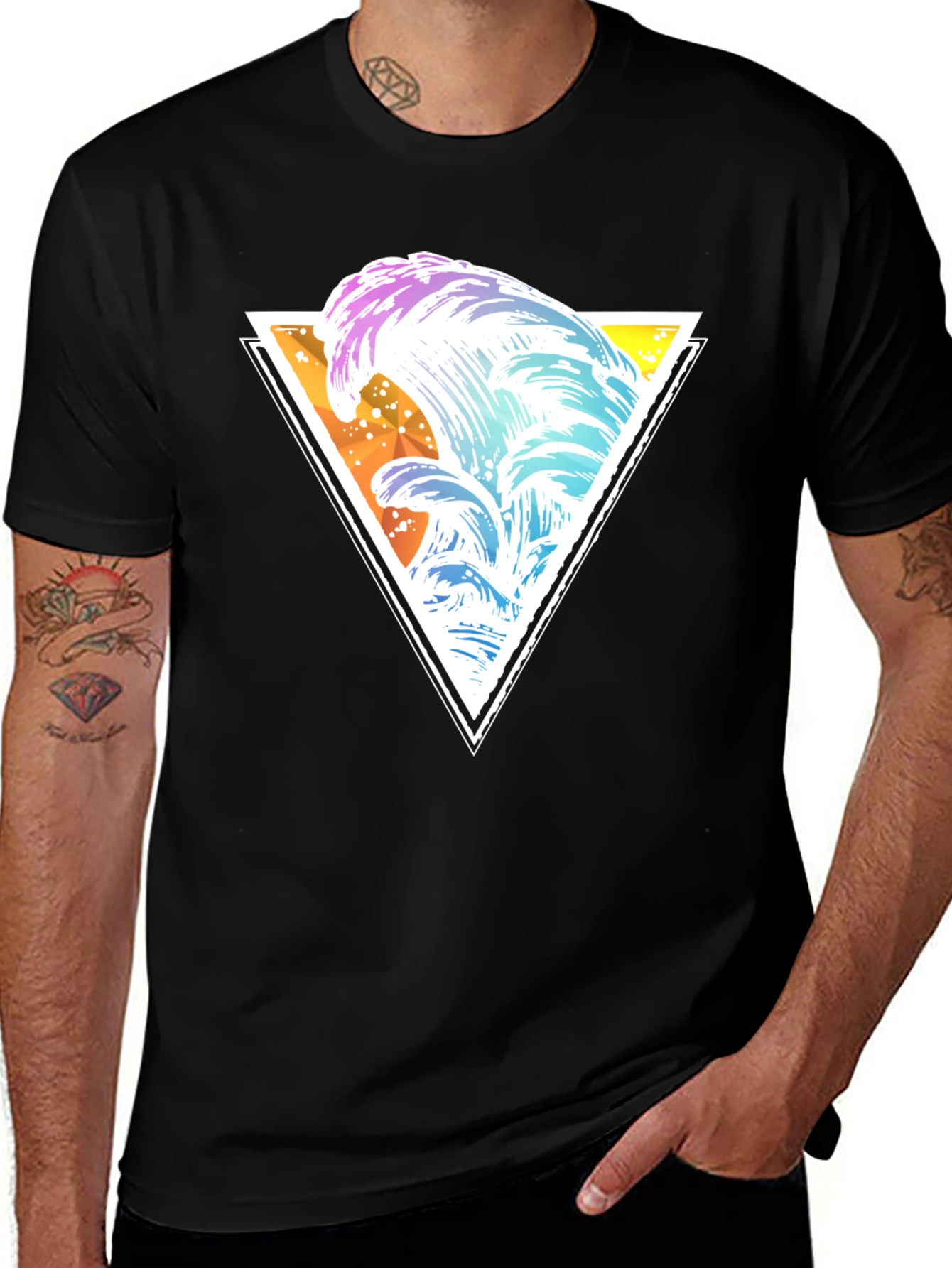 Variant 28 of Wave Triangle Graphic Tee - Black