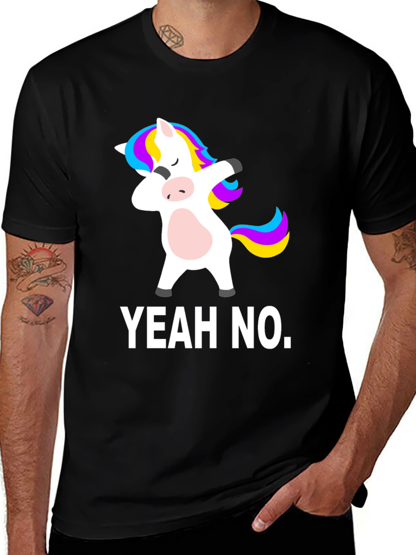 Variant 16 of Yeah No. Unicorn Dab Black T-Shirt