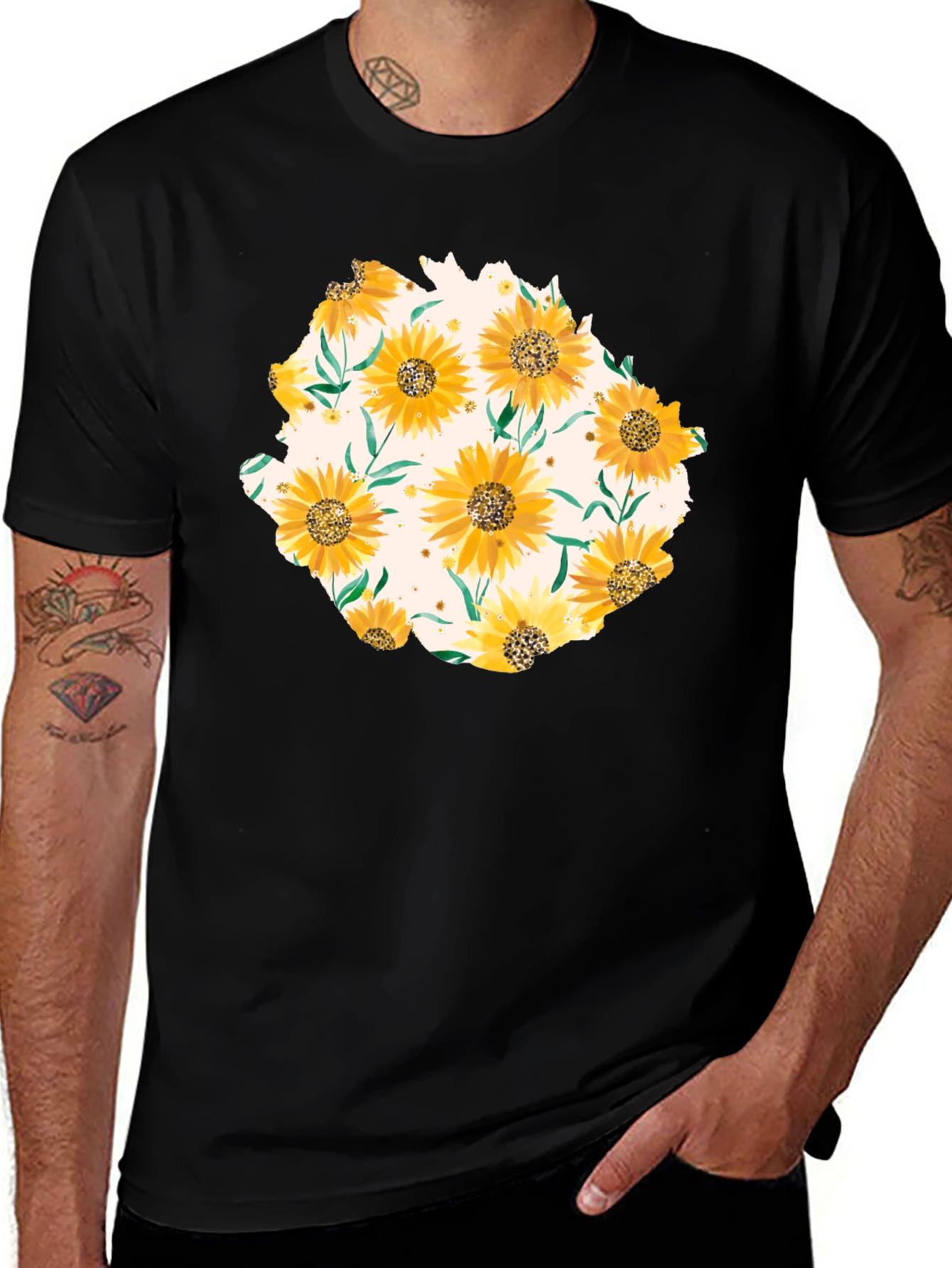 Variant 2 of Sunflower Graphic Print Black T-Shirt