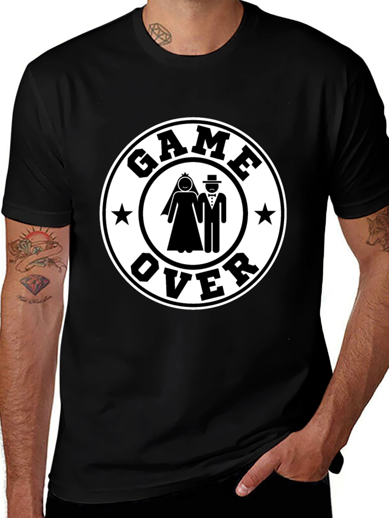 Variant 22 of Game Over Newlywed Graphic Tee - Black