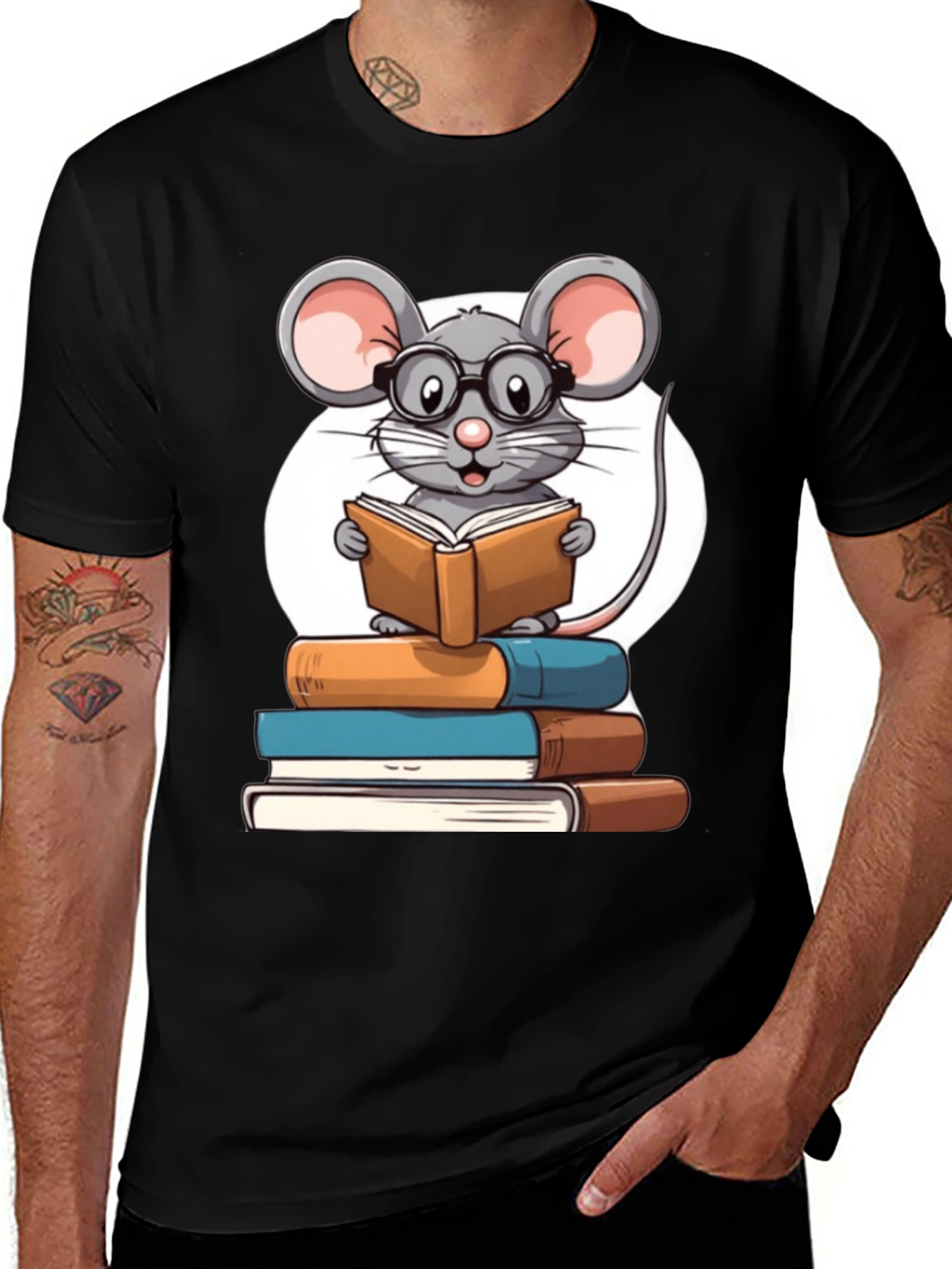 Variant 18 of Bookworm Mouse T-Shirt - Reading Rodent Tee