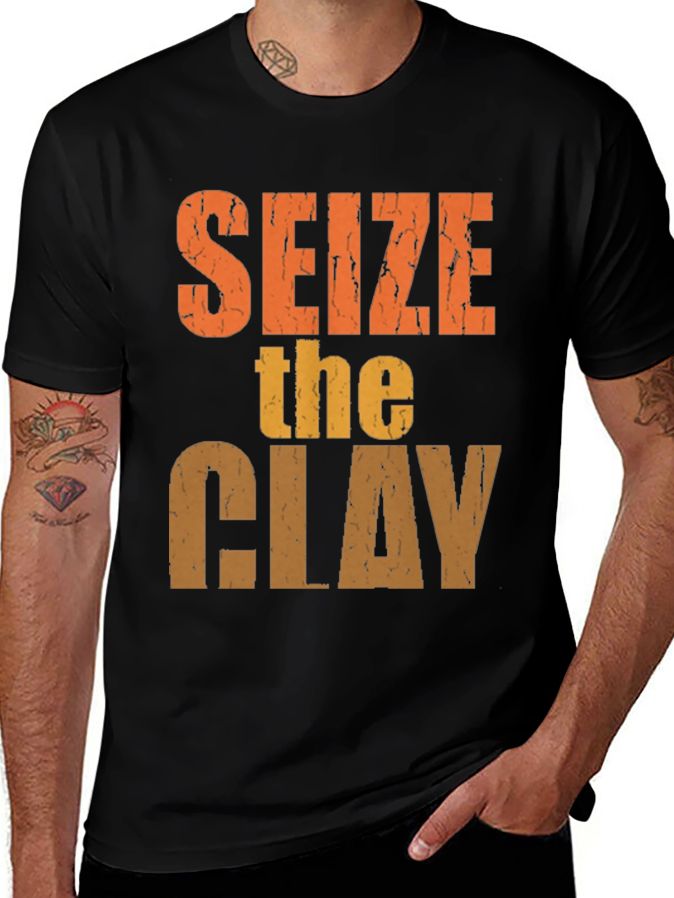 Variant 22 of Seize the Clay Graphic Tee - Black Cotton T-Shirt