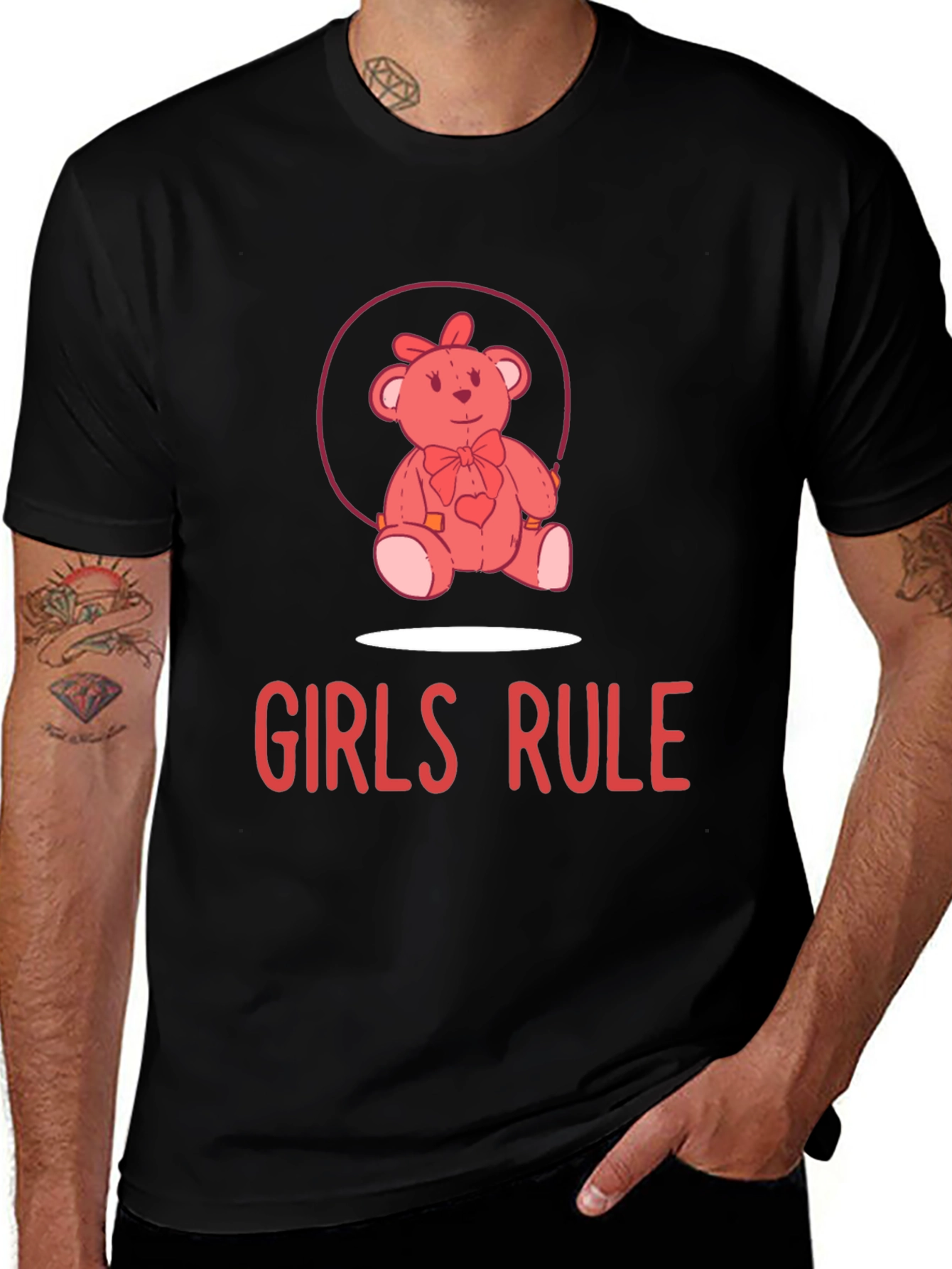 Variant 22 of Girls Rule Teddy Bear Graphic Tee
