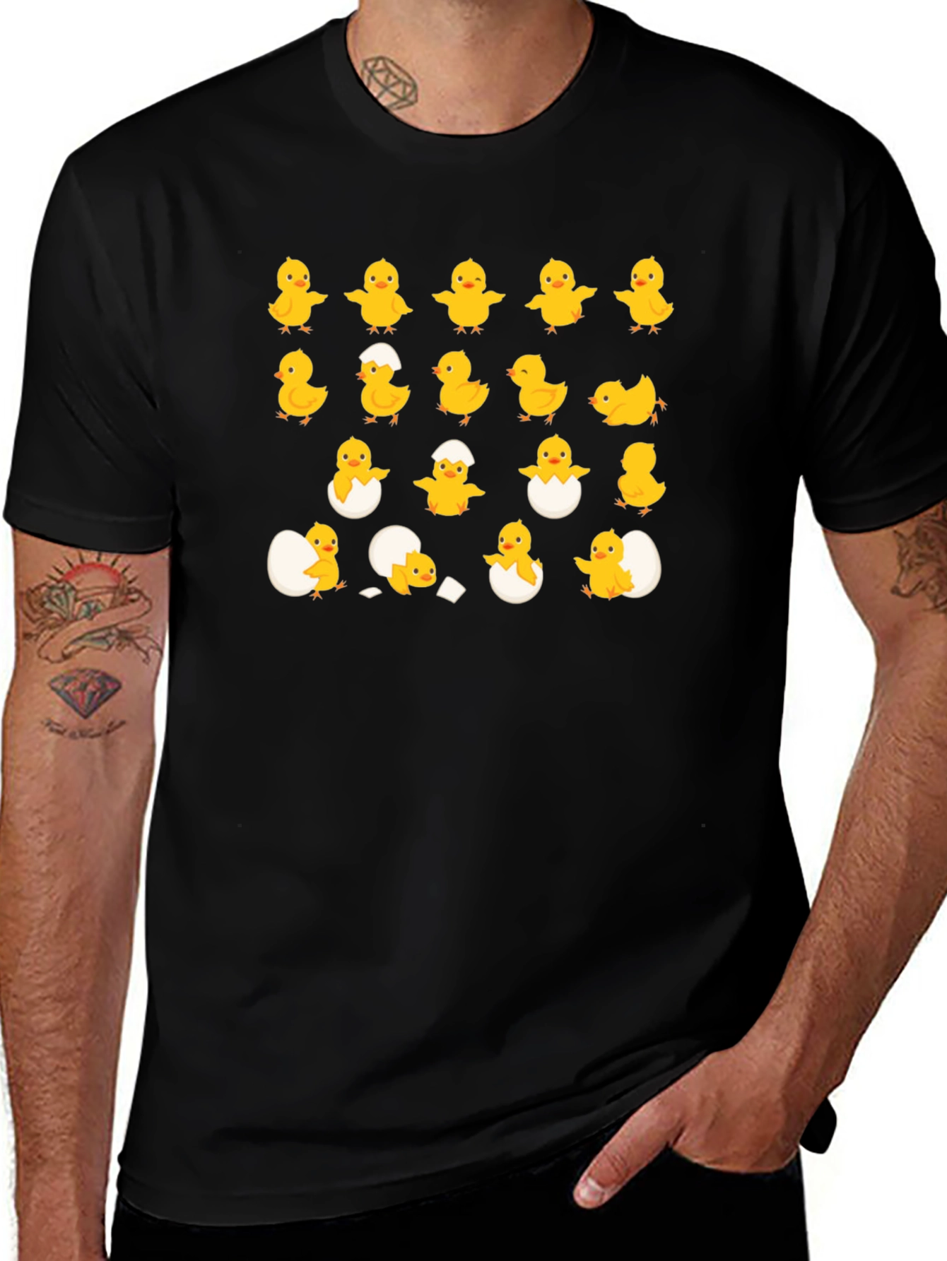 Variant 16 of Cute Chick Hatching Black T-Shirt