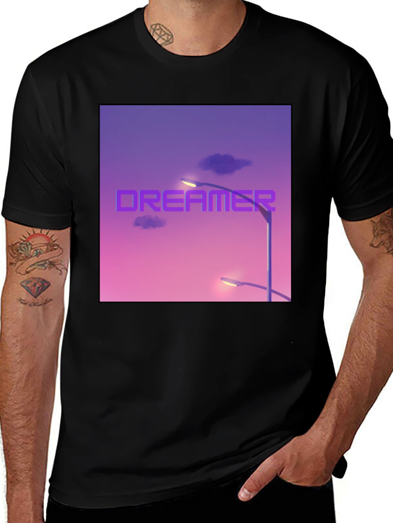 Variant 15 of Dreamer Graphic T-Shirt - Black Cotton Tee