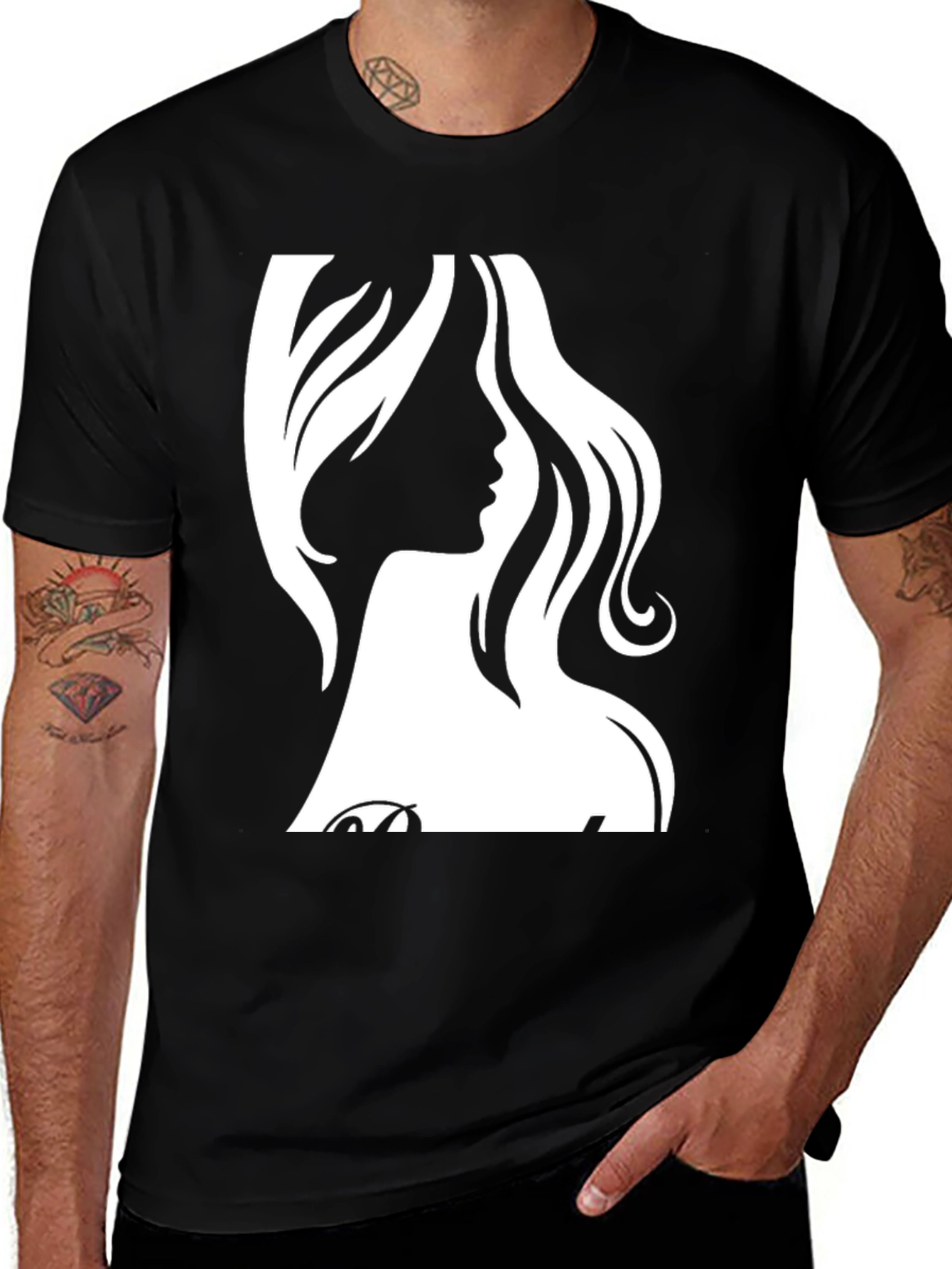 Variant 3 of Stylish Black T-Shirt with Elegant Woman Silhouette