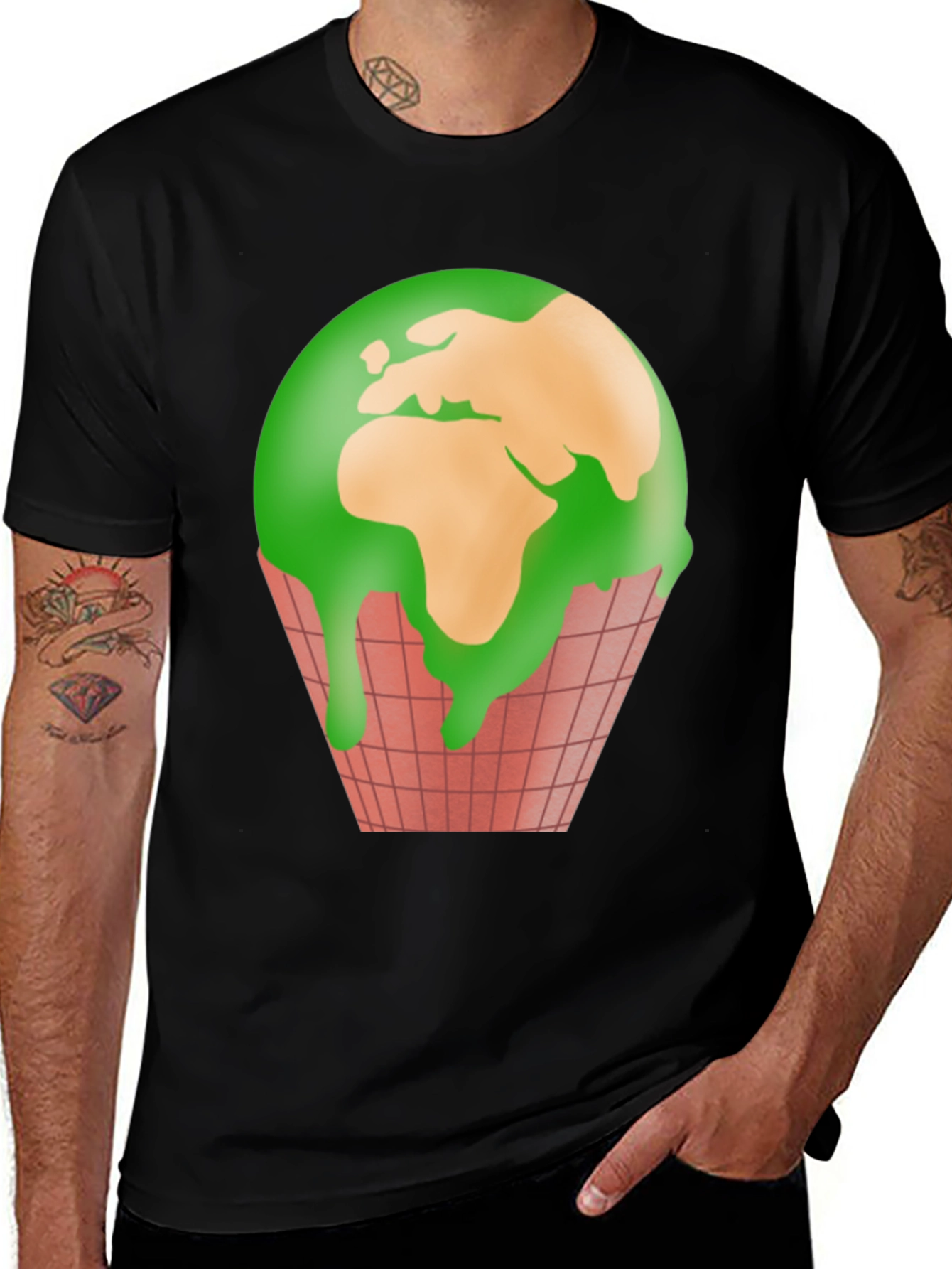 Variant 21 of Earth Ice Cream Cone Graphic Tee