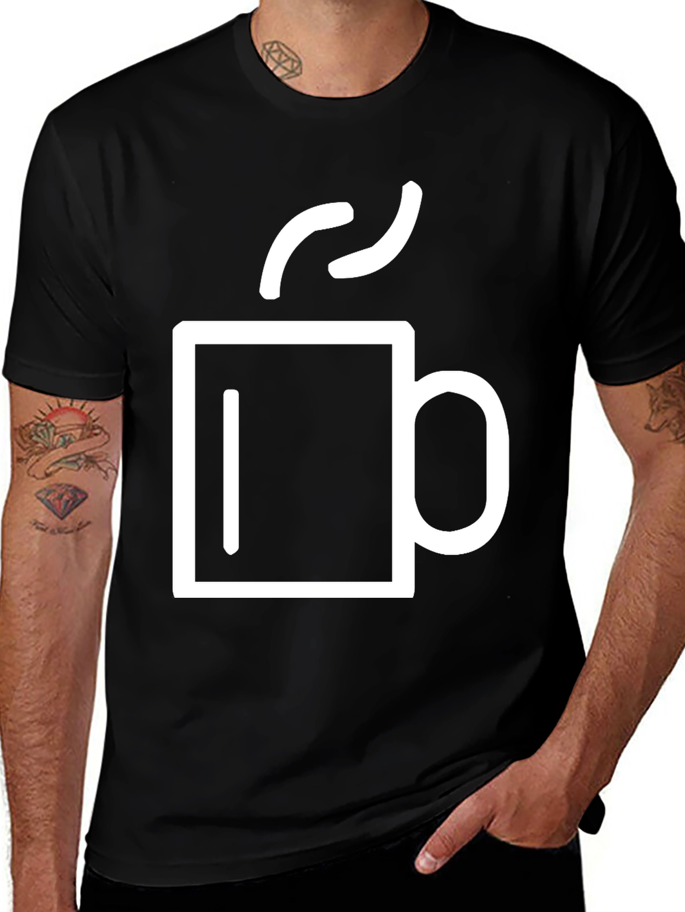 Coffee Cup Graphic Tee - Black Cotton Blend