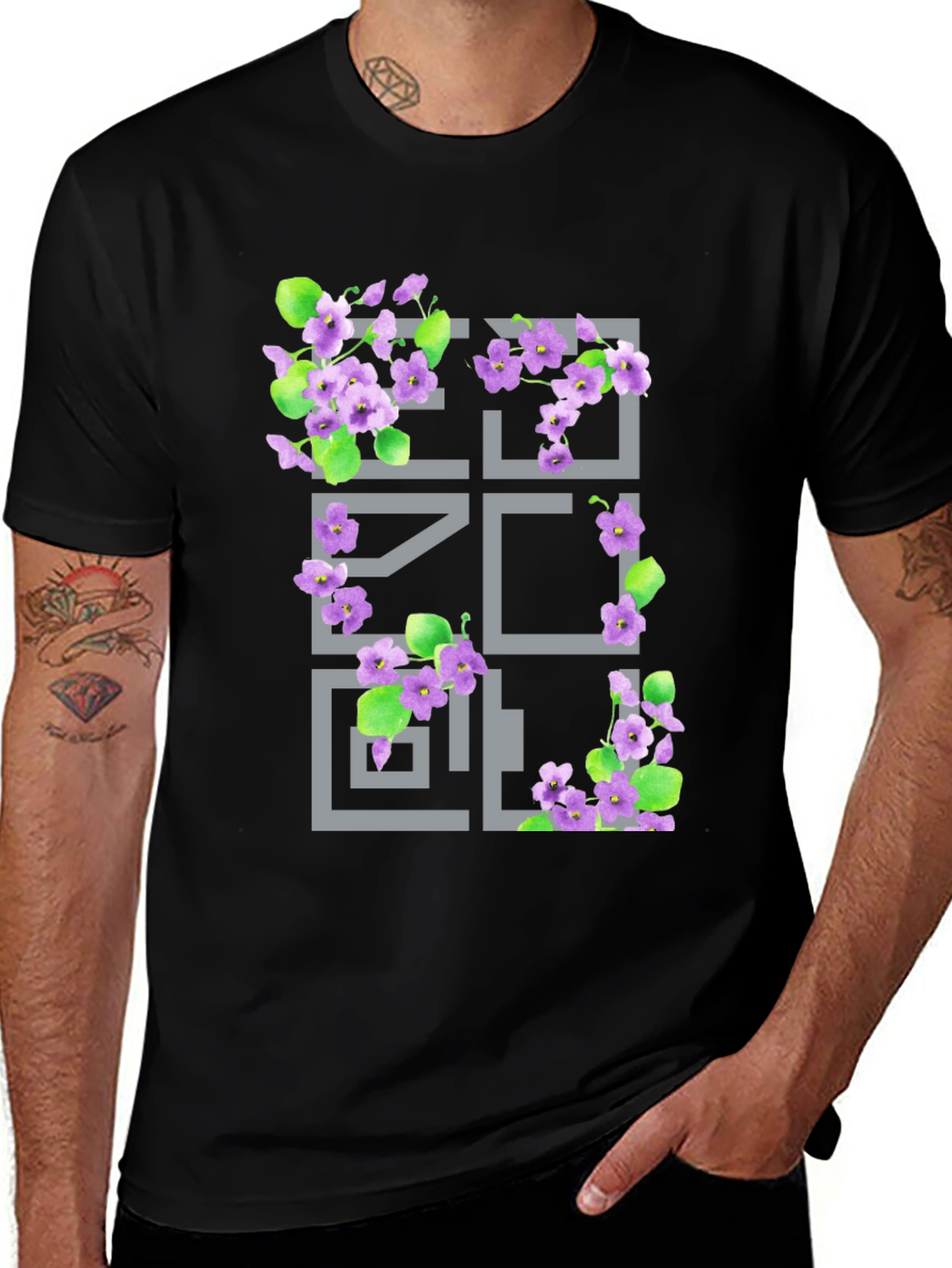 Variant 29 of Floral Geometric Graphic T-Shirt