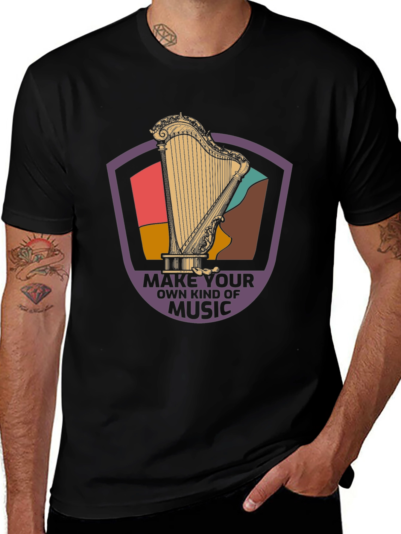 Variant 17 of Harp Music T-Shirt: Make Your Own Kind of Music