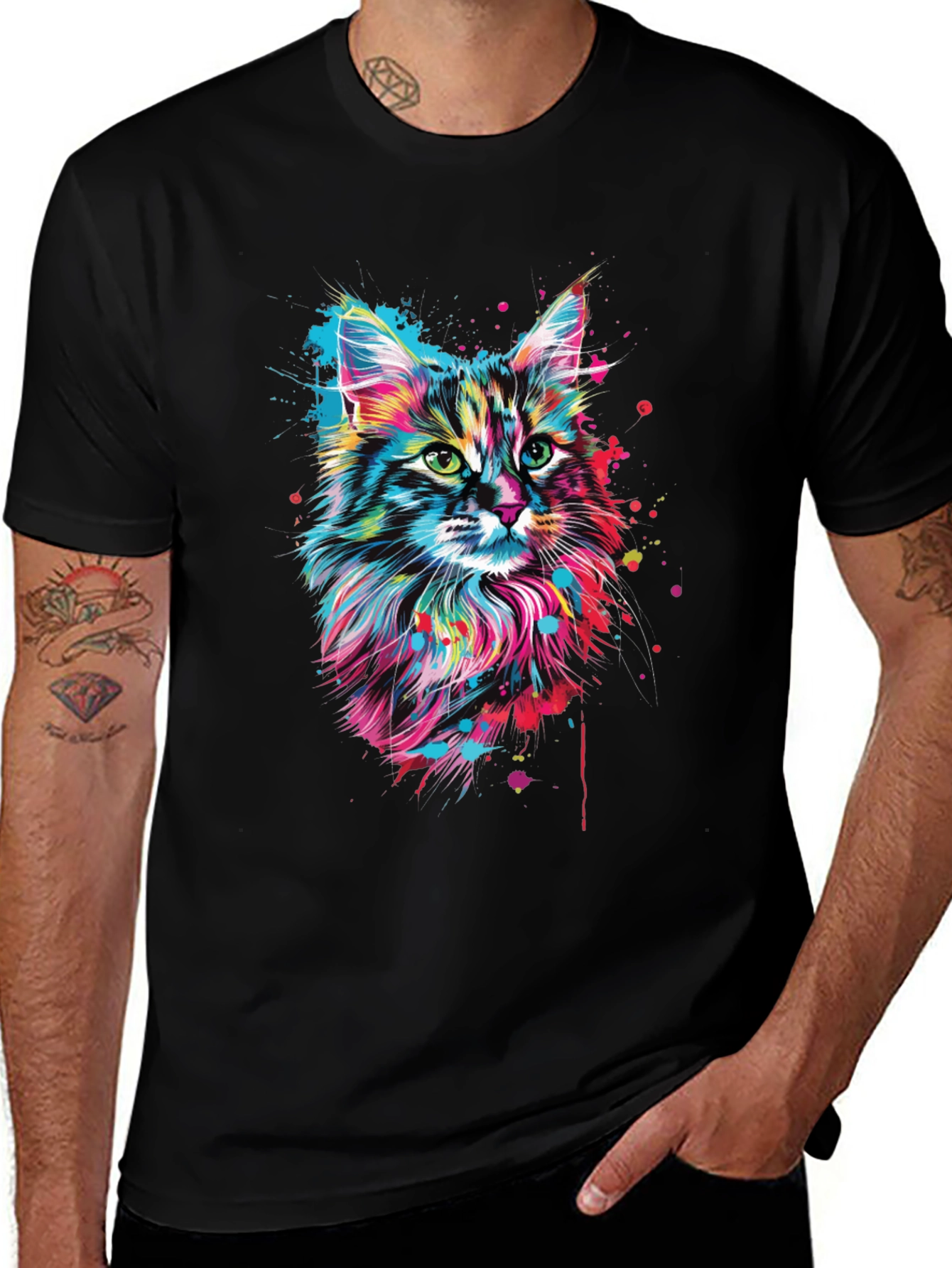 Variant 30 of Colorful Cat Graphic T-Shirt