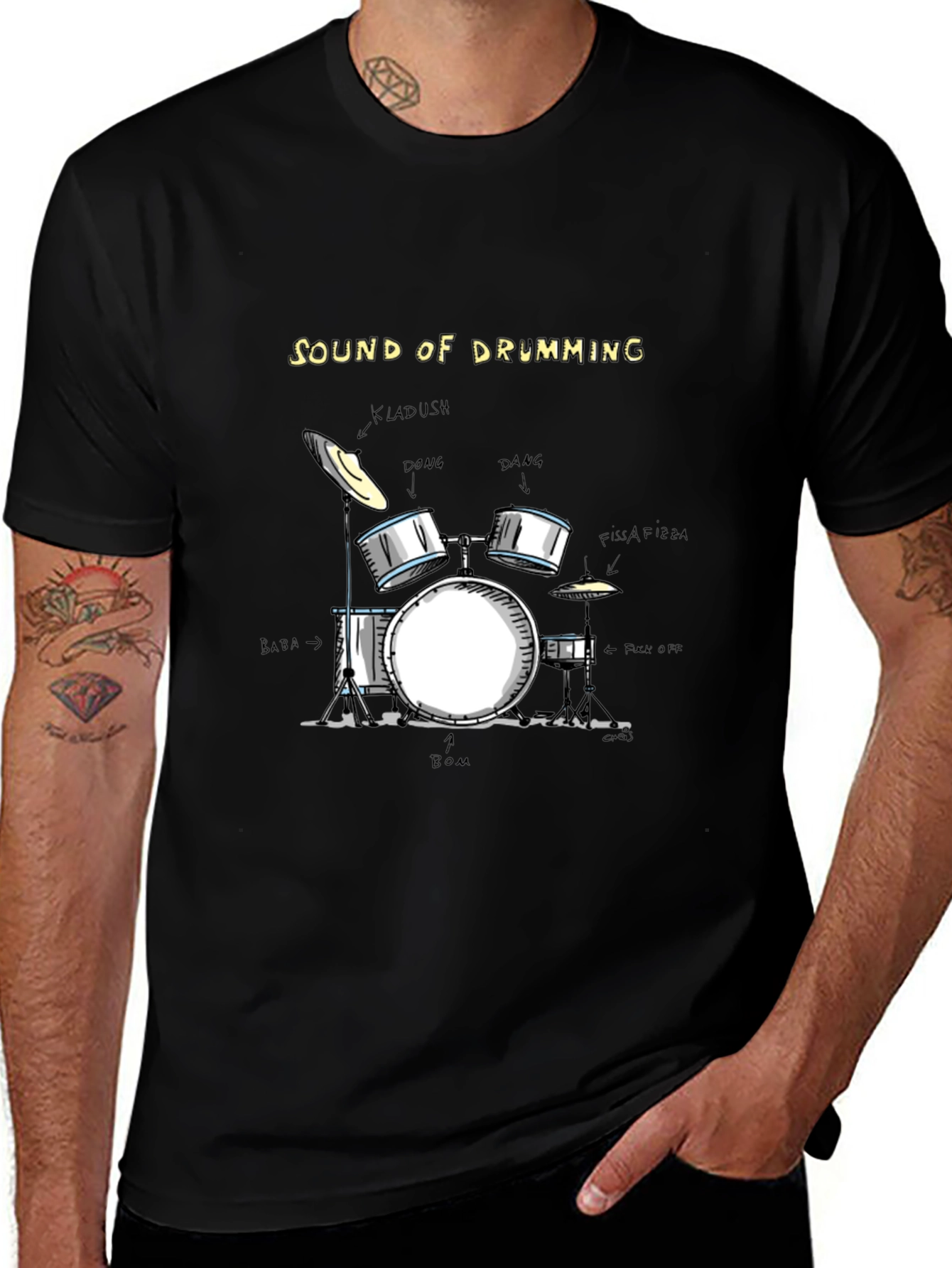 Variant 25 of Sound of Drumming Black T-Shirt