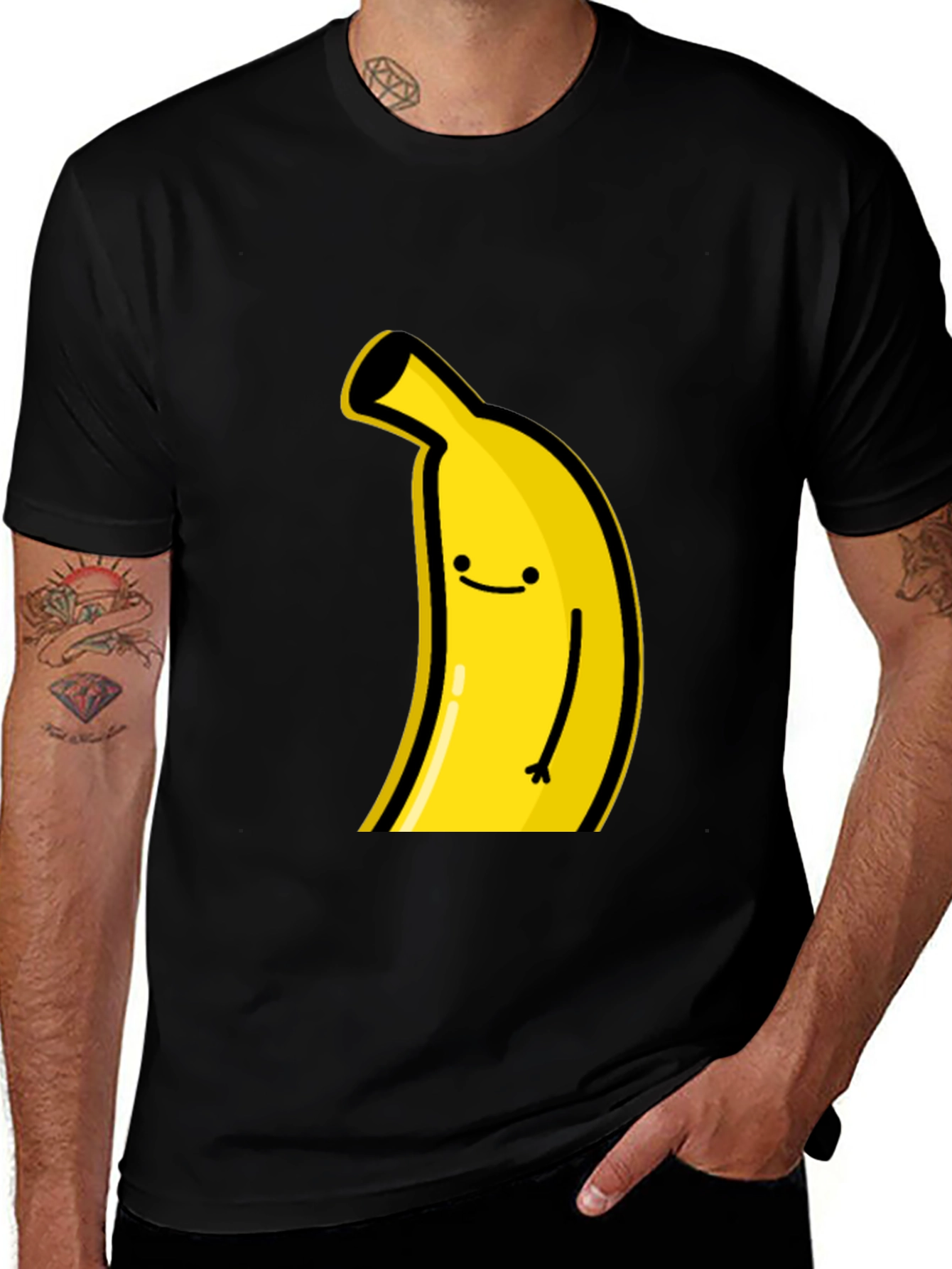 Variant 8 of Funny Banana Graphic Tee - Black Cotton T-Shirt