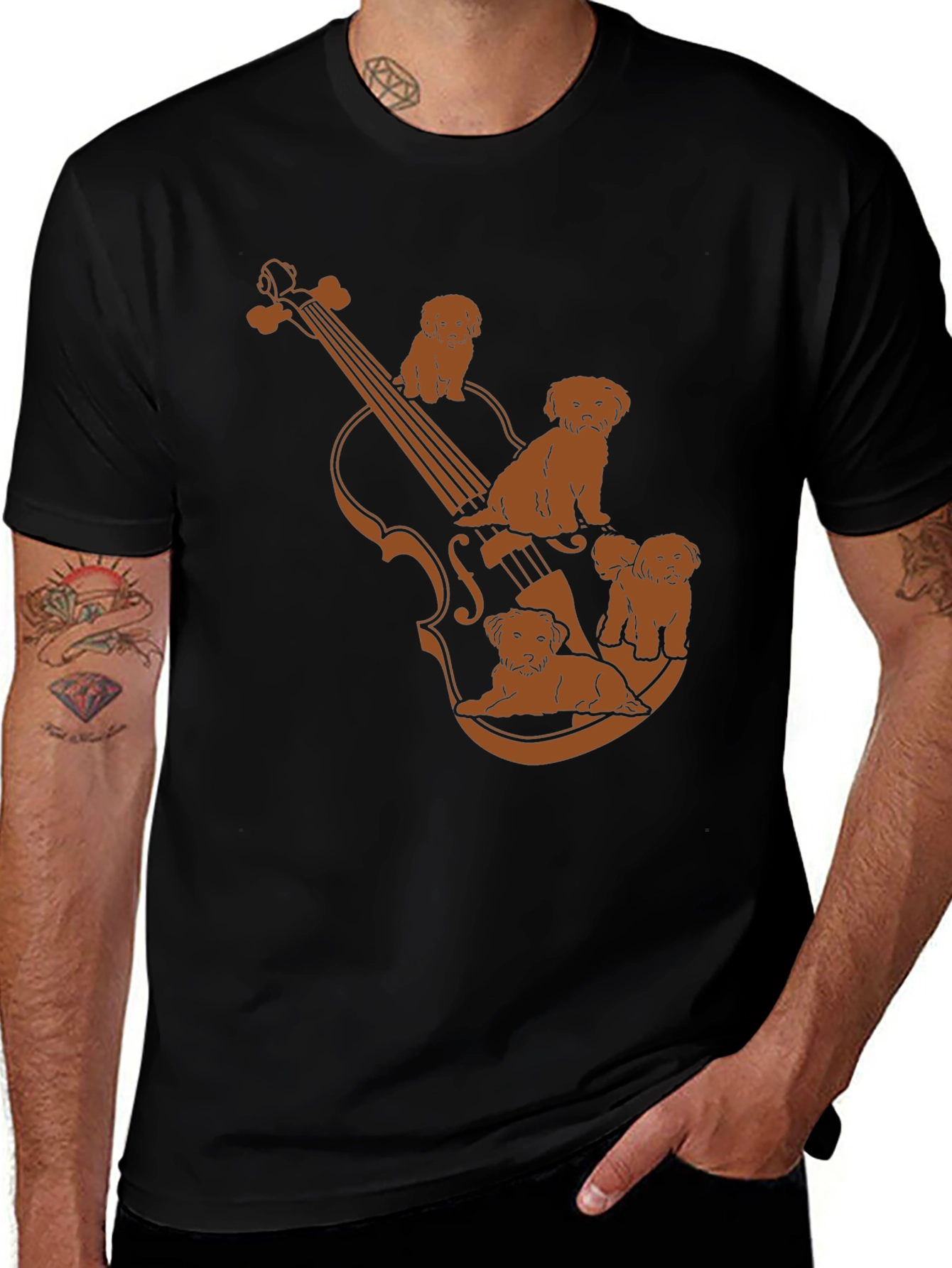 Variant 28 of Musical Dog T-Shirt - Violin Puppy Design