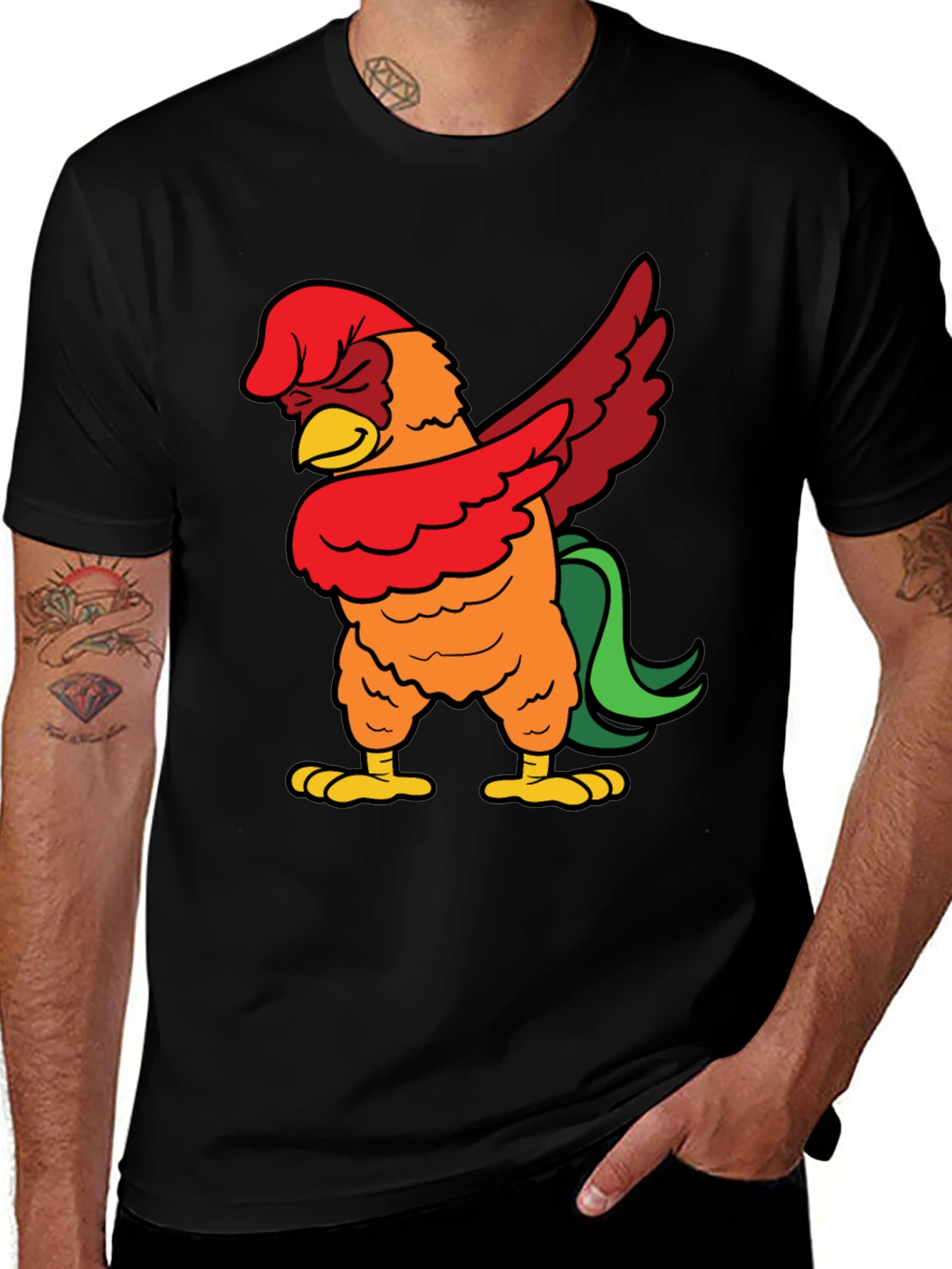 Variant 21 of Dabbing Rooster Graphic Tee - Funny Chicken Dab T-Shirt