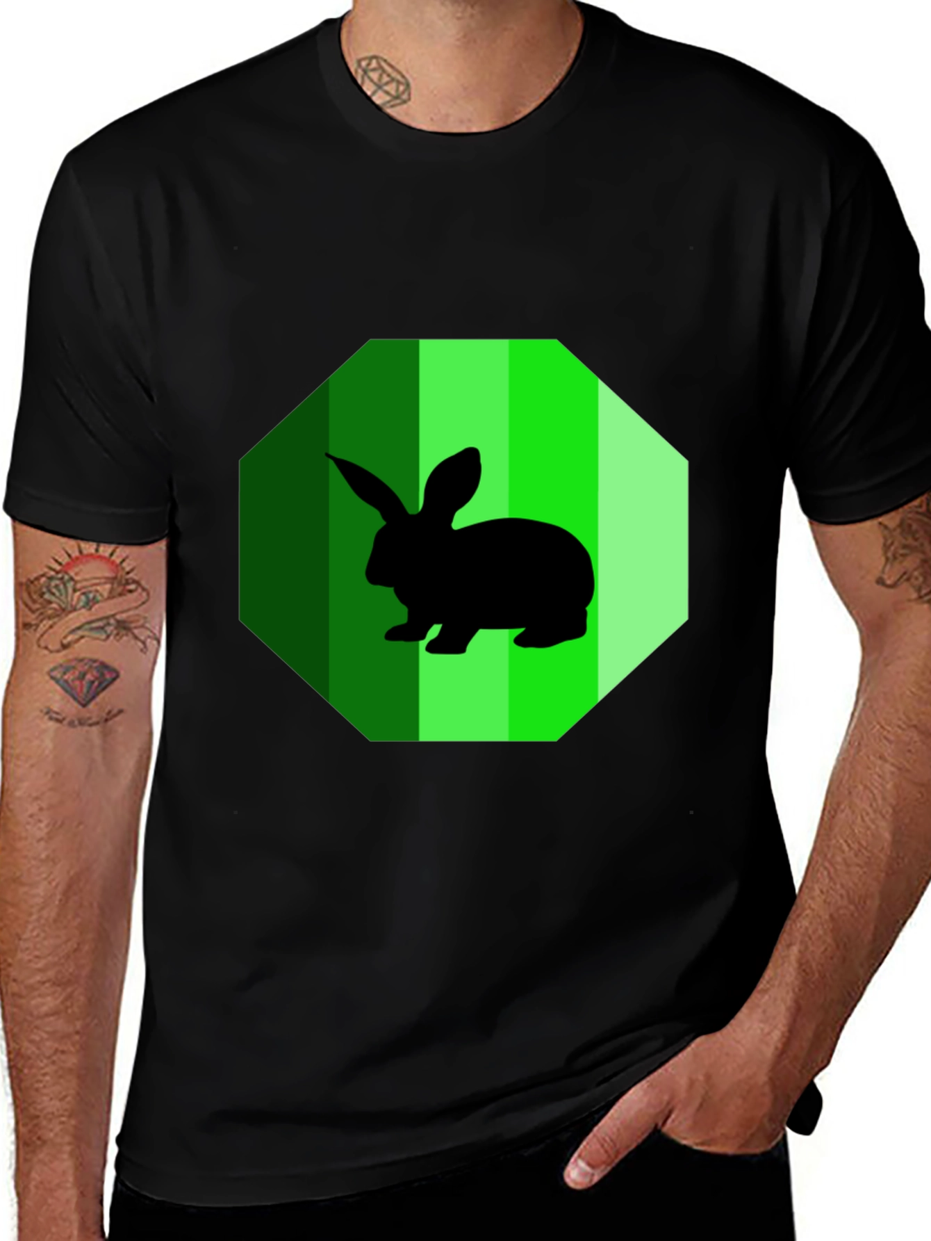 Variant 2 of Rabbit Graphic Tee - Men's Black T-Shirt
