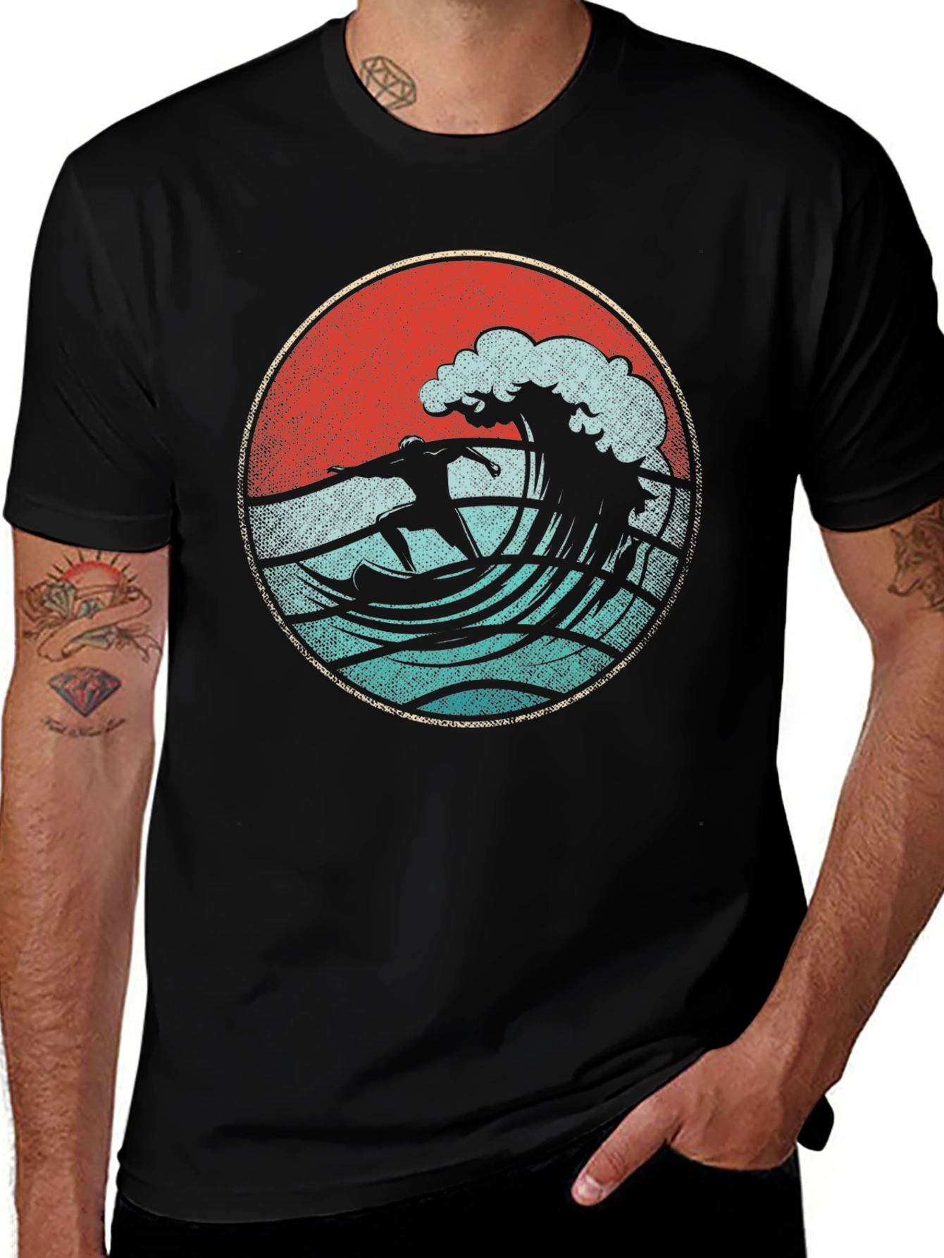 Variant 4 of Surfer Wave Graphic T-Shirt - Retro Style