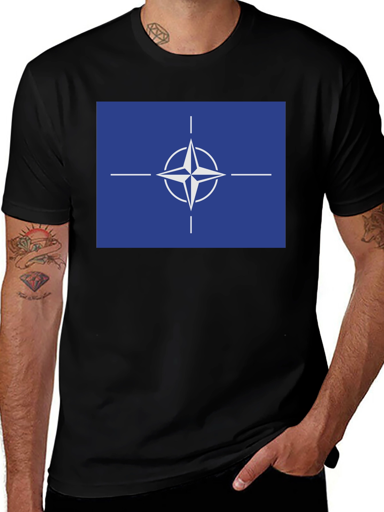 NATO Flag T-Shirt - Men's Black Tee