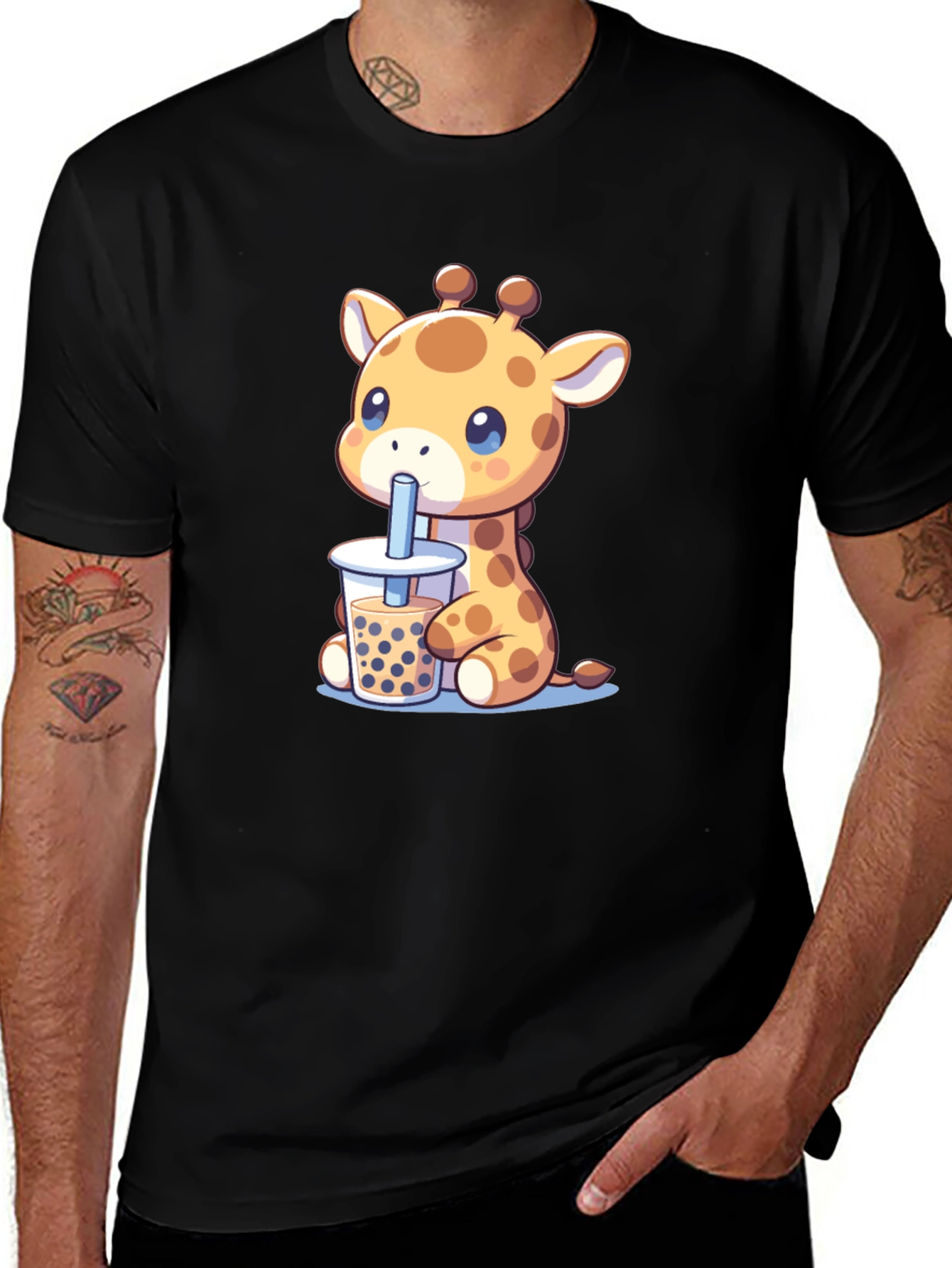 Giraffe Boba Tea Graphic Tee