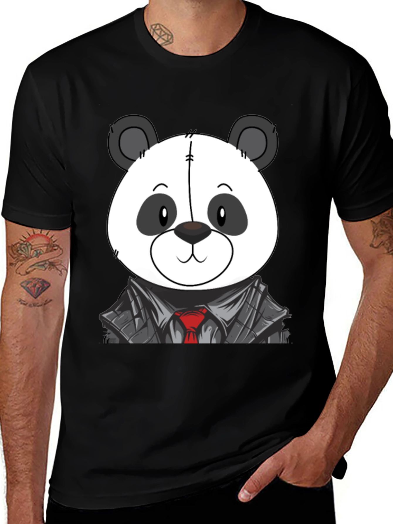 Variant 29 of Panda Bear in Suit T-Shirt - Cute Cartoon Design
