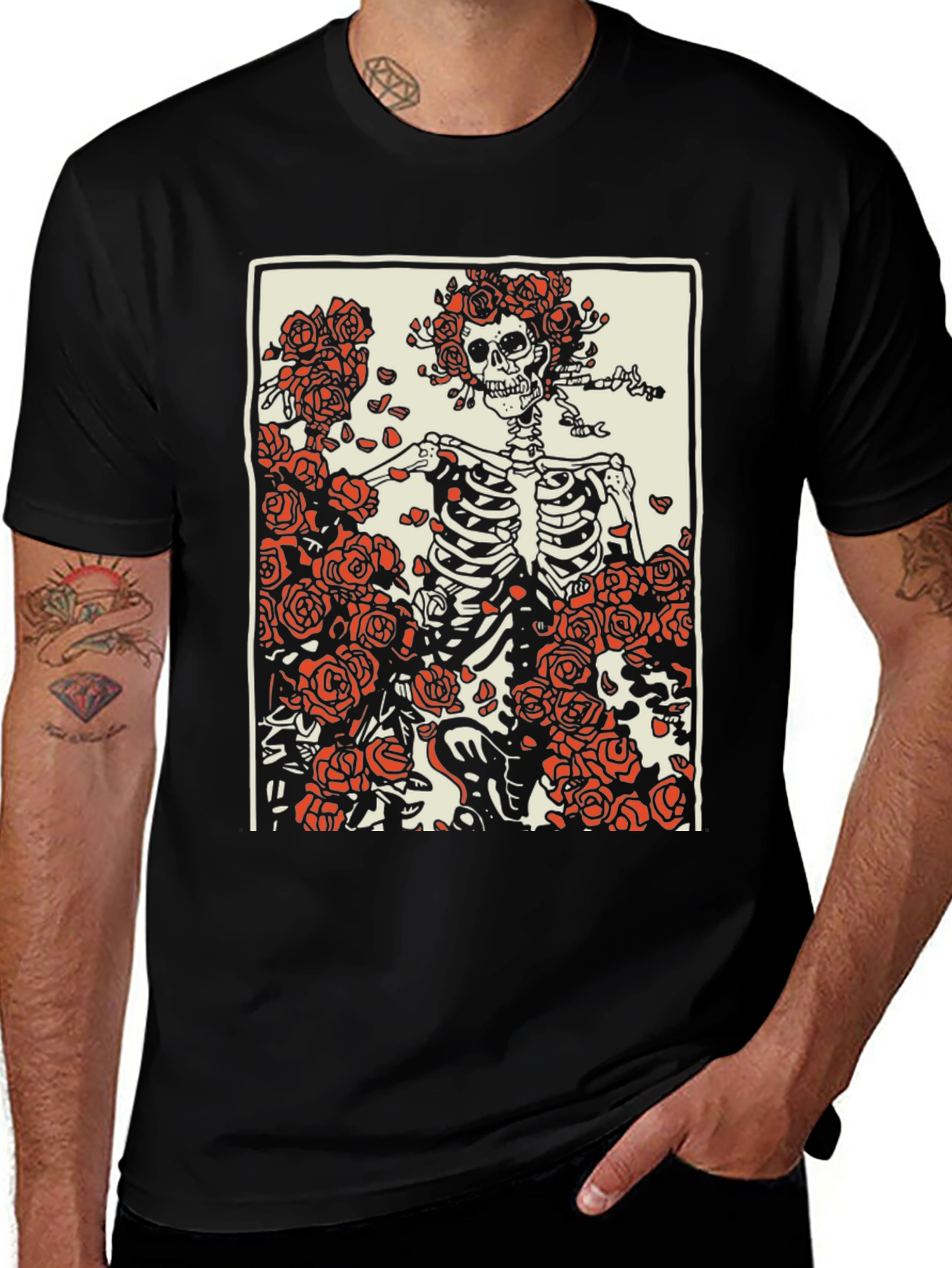 Grateful Dead Skeleton & Roses Graphic T-Shirt