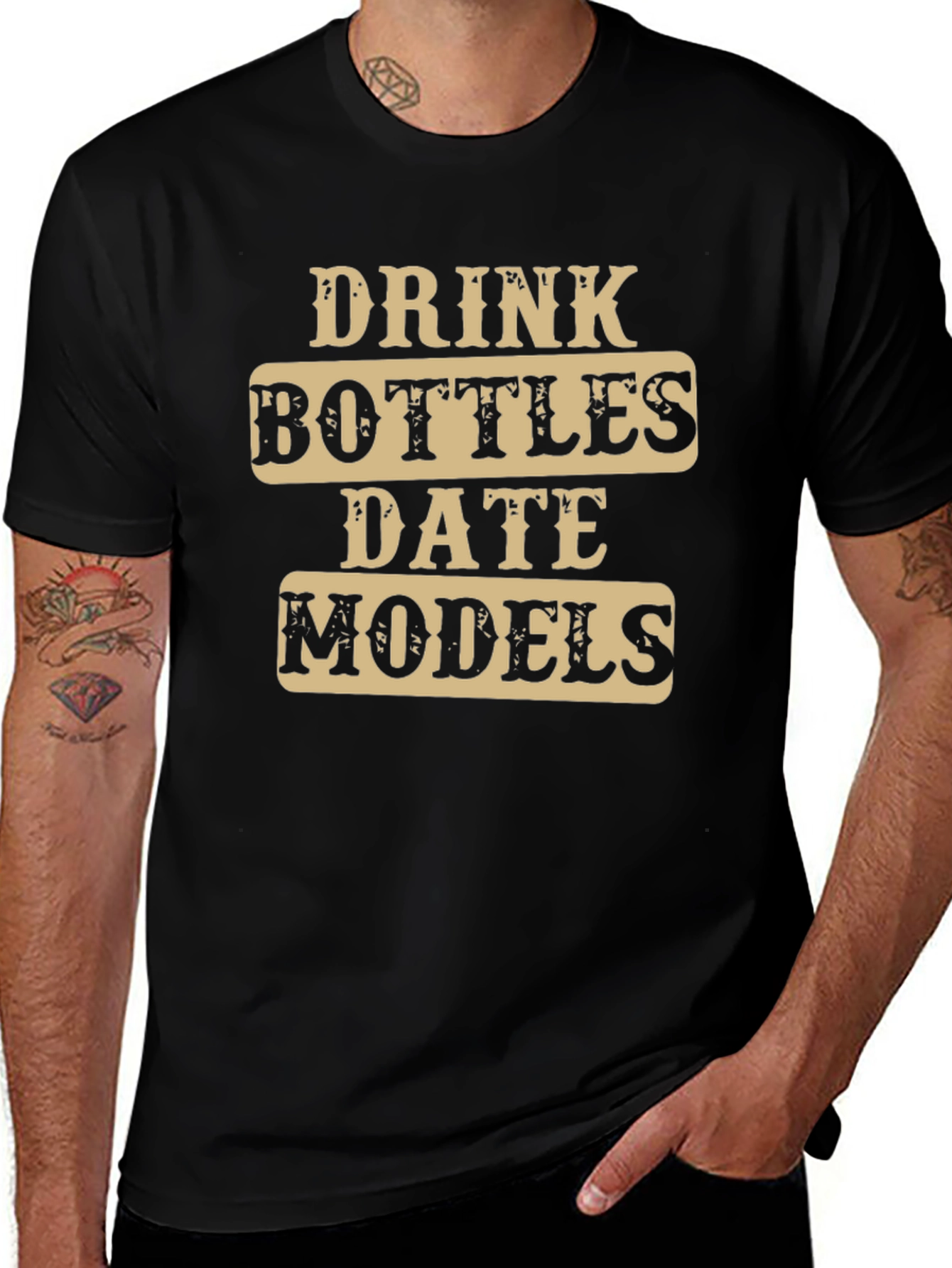 Black Drink Bottles Date Models T-Shirt main image