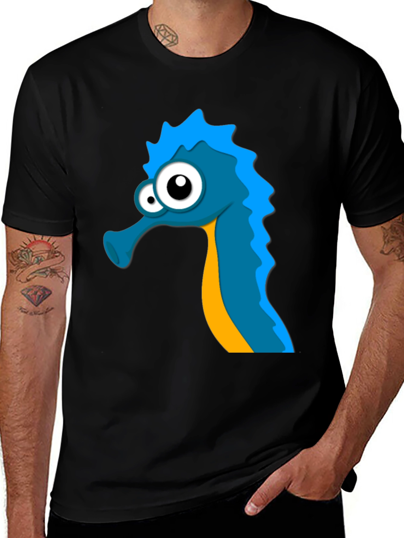 Variant 5 of Seahorse Graphic Tee - Unique Cartoon Design