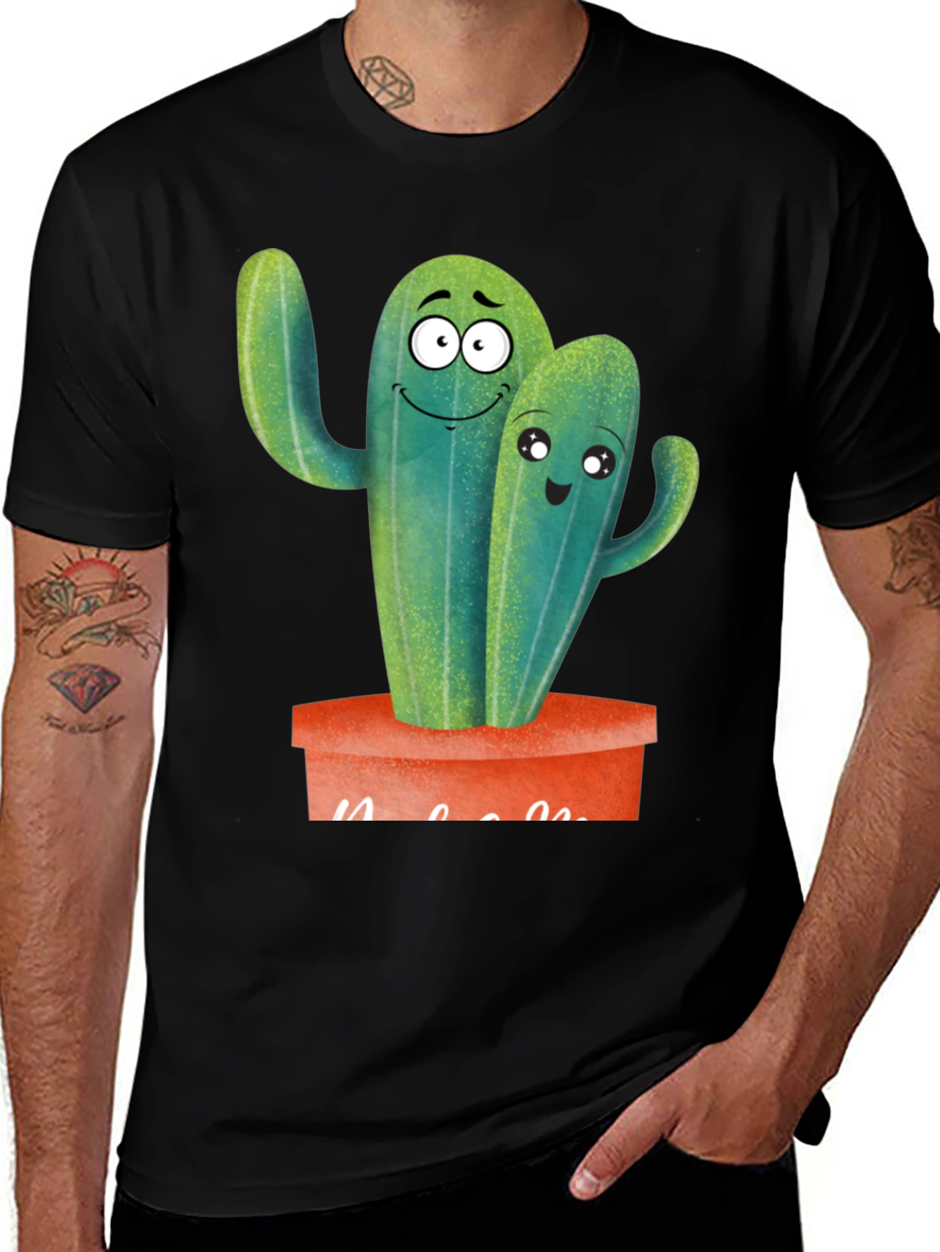 Variant 18 of Cute Cactus Couple Black T-Shirt