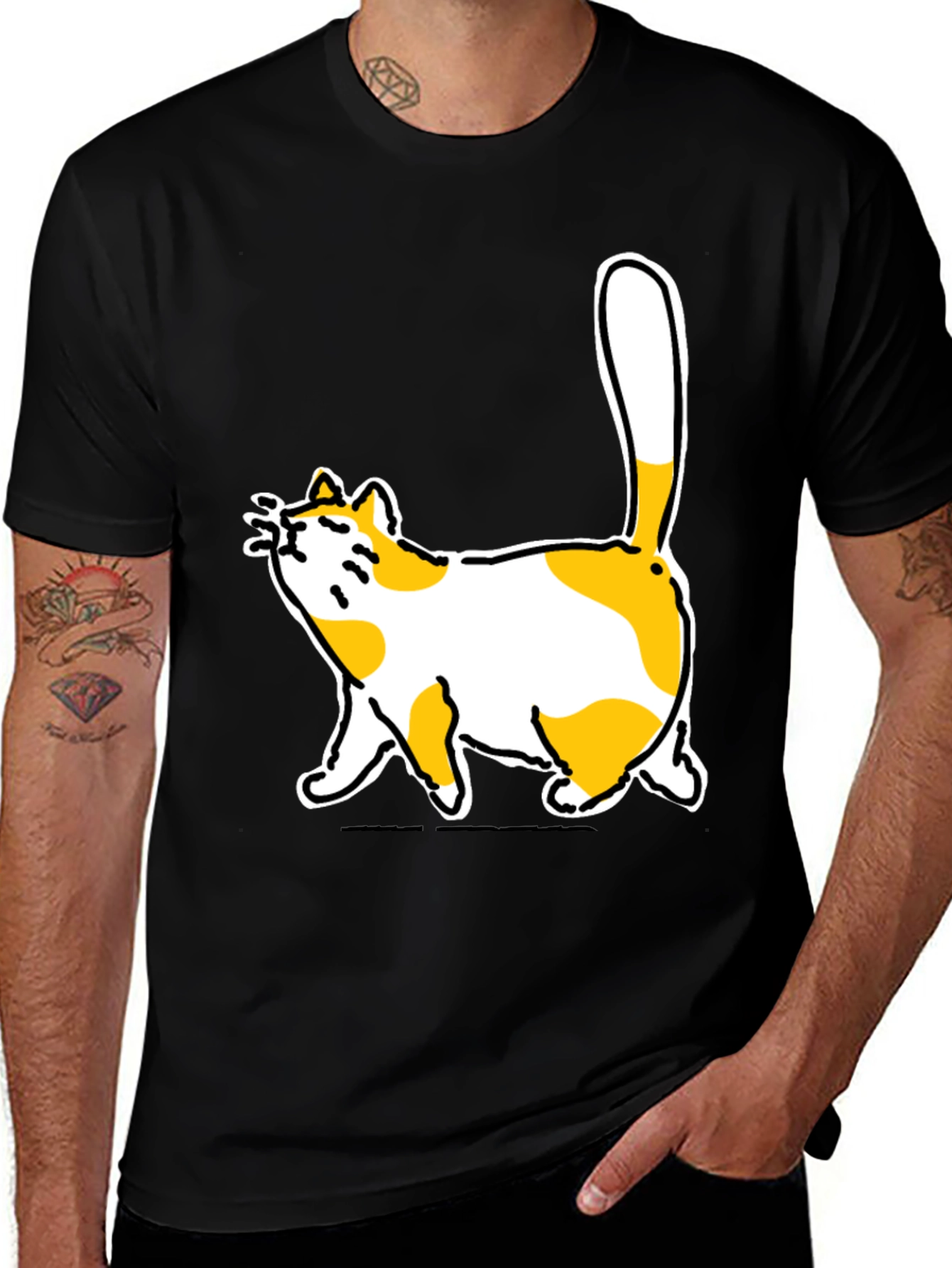 Variant 8 of Funny Cat Graphic Black T-Shirt
