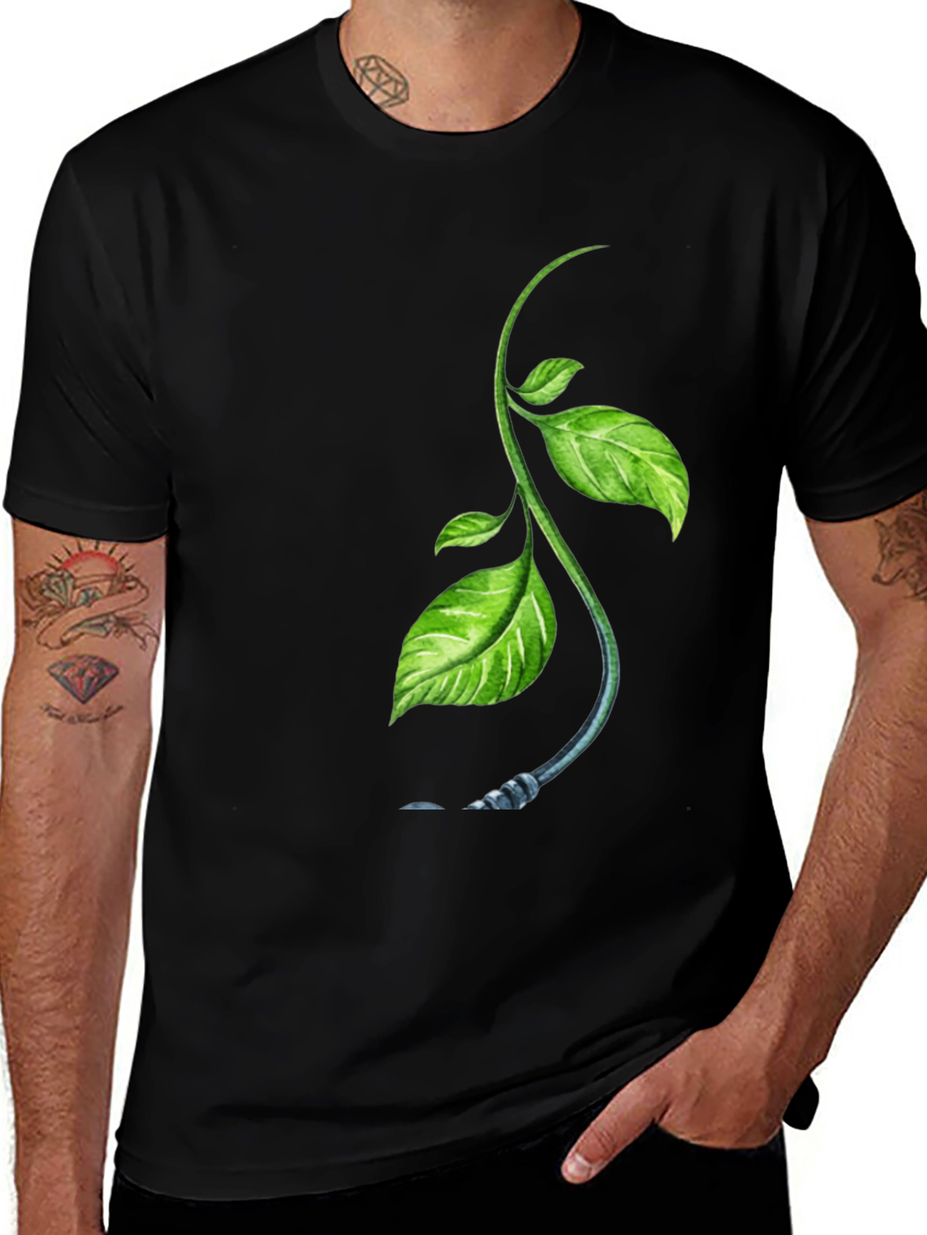 Variant 11 of Nature Sprout Graphic Black T-Shirt