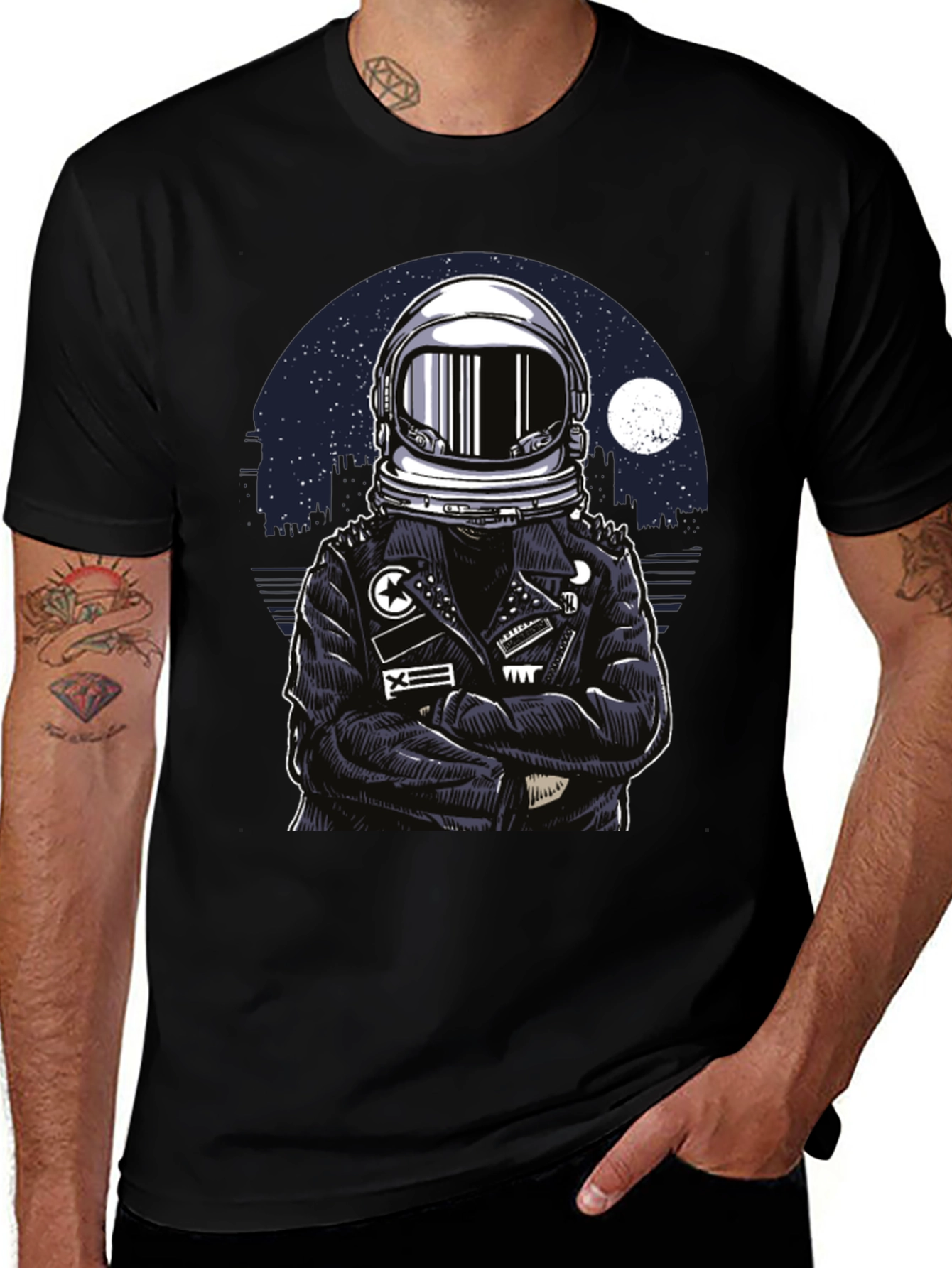 Variant 12 of Astronaut Biker T-Shirt - Cool Graphic Tee