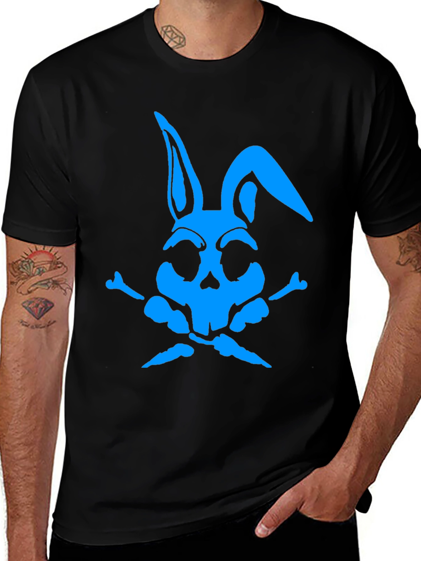 Variant 22 of Skull Bunny Graphic T-Shirt - Men's Black Tee