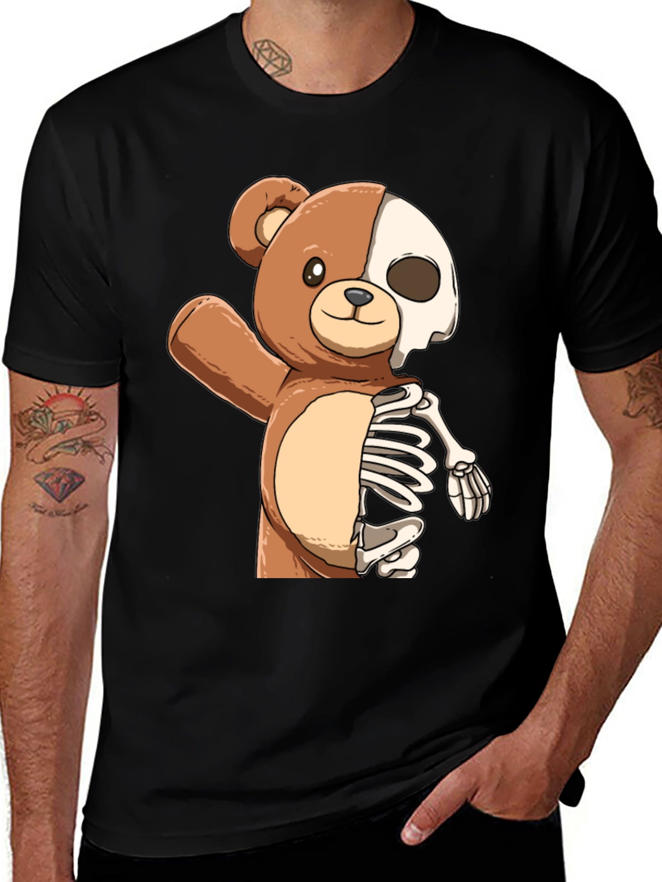 Variant 6 of Teddy Bear Half Skeleton Graphic T-Shirt