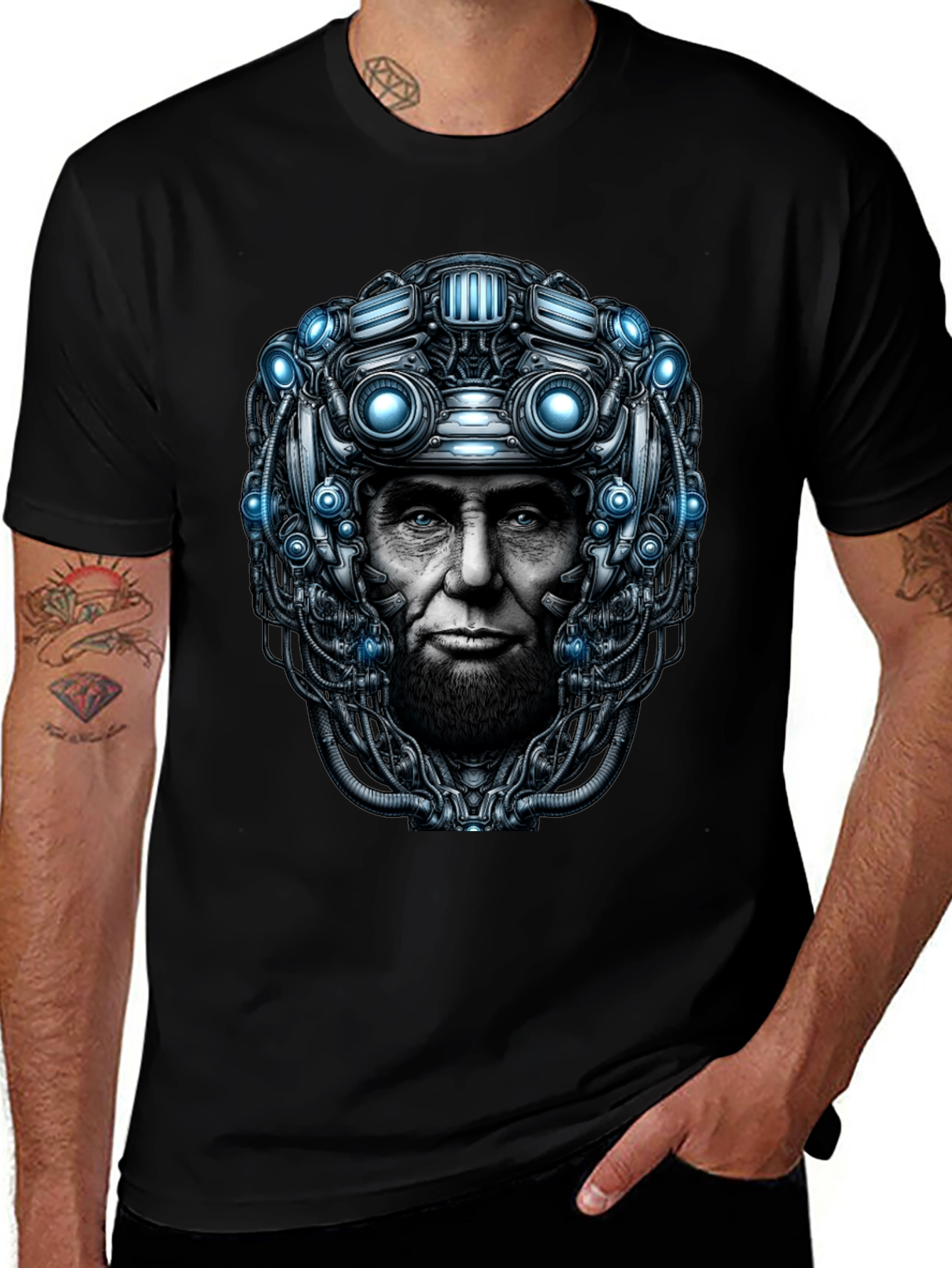 Variant 15 of Cyberpunk Lincoln T-Shirt - Futuristic Design