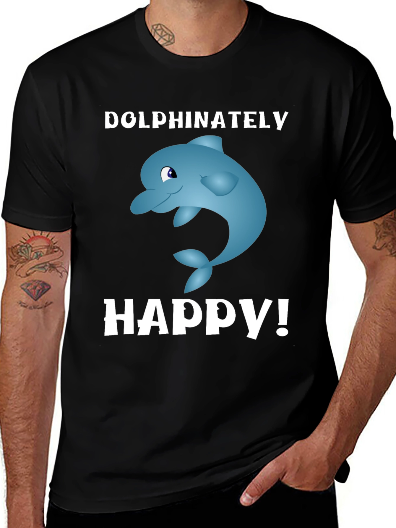 Dolphinately Happy Graphic Tee - Black