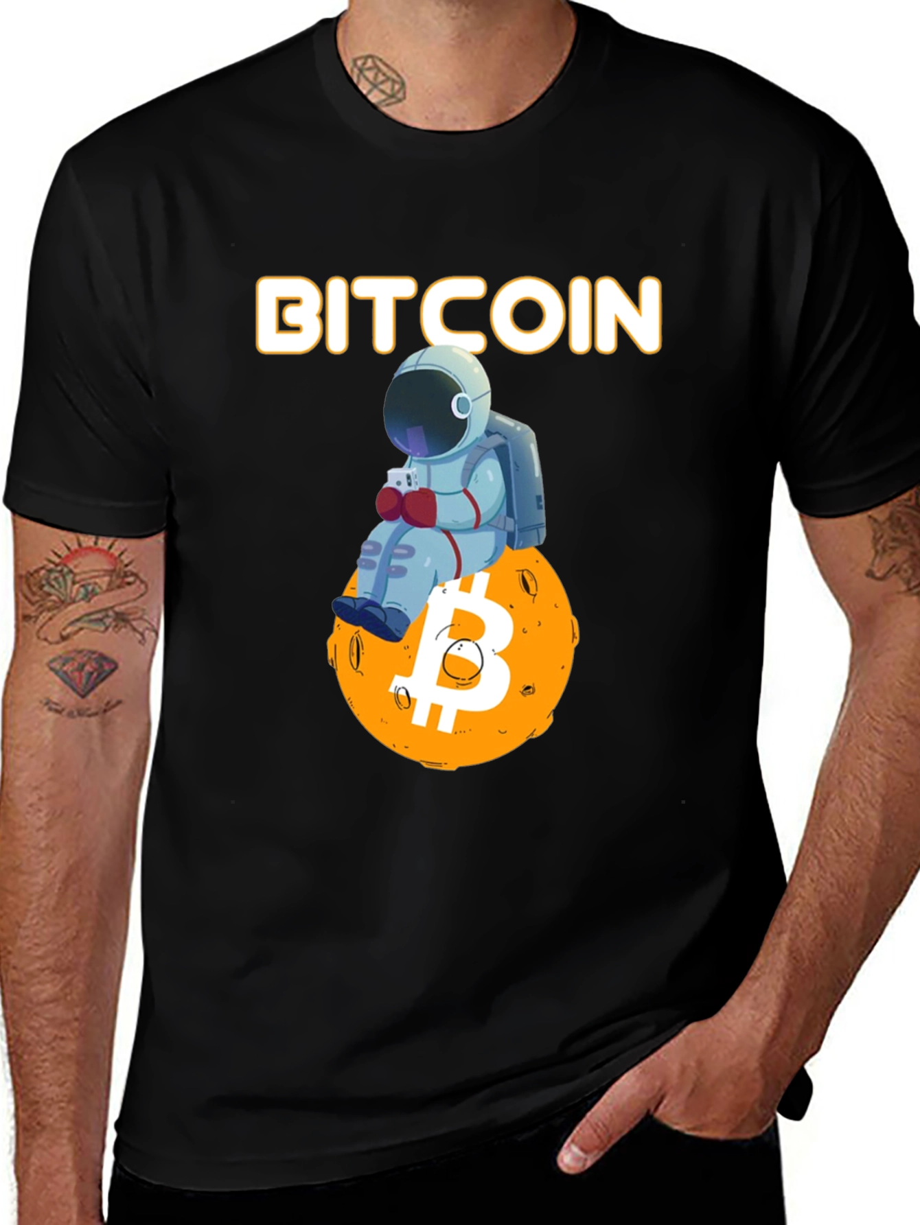Bitcoin Astronaut Graphic Tee - Crypto Moon Shot