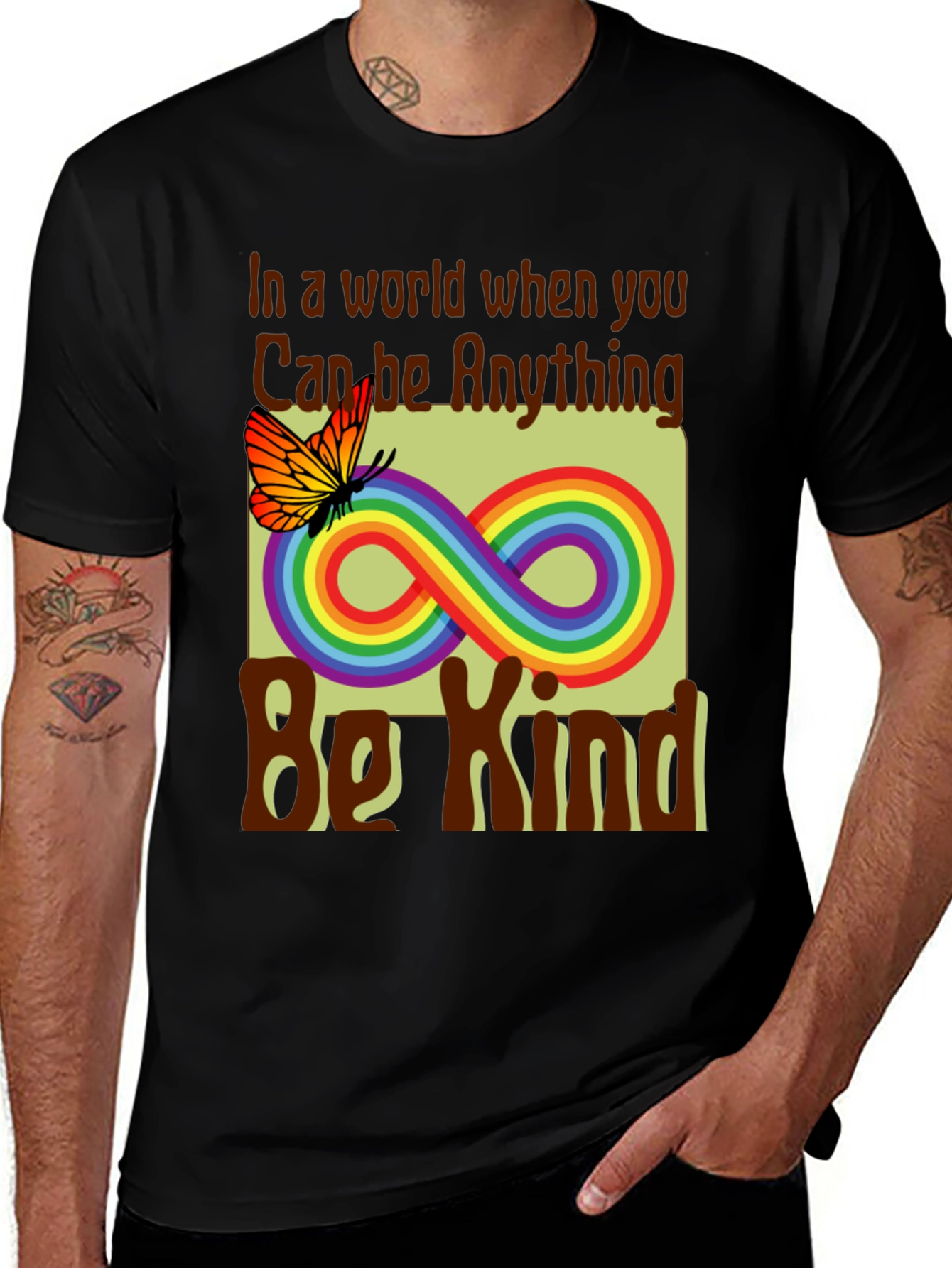 Variant 16 of Be Kind T-Shirt Rainbow Butterfly Graphic Tee