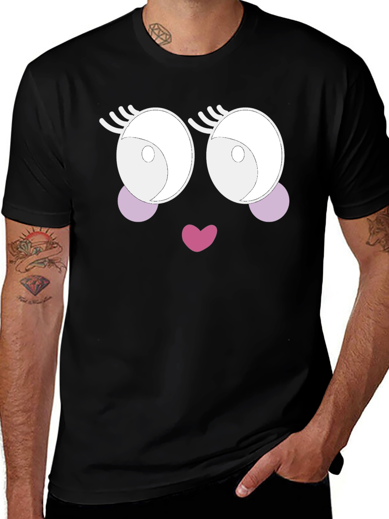 Variant 30 of Cute Cartoon Face Black T-Shirt