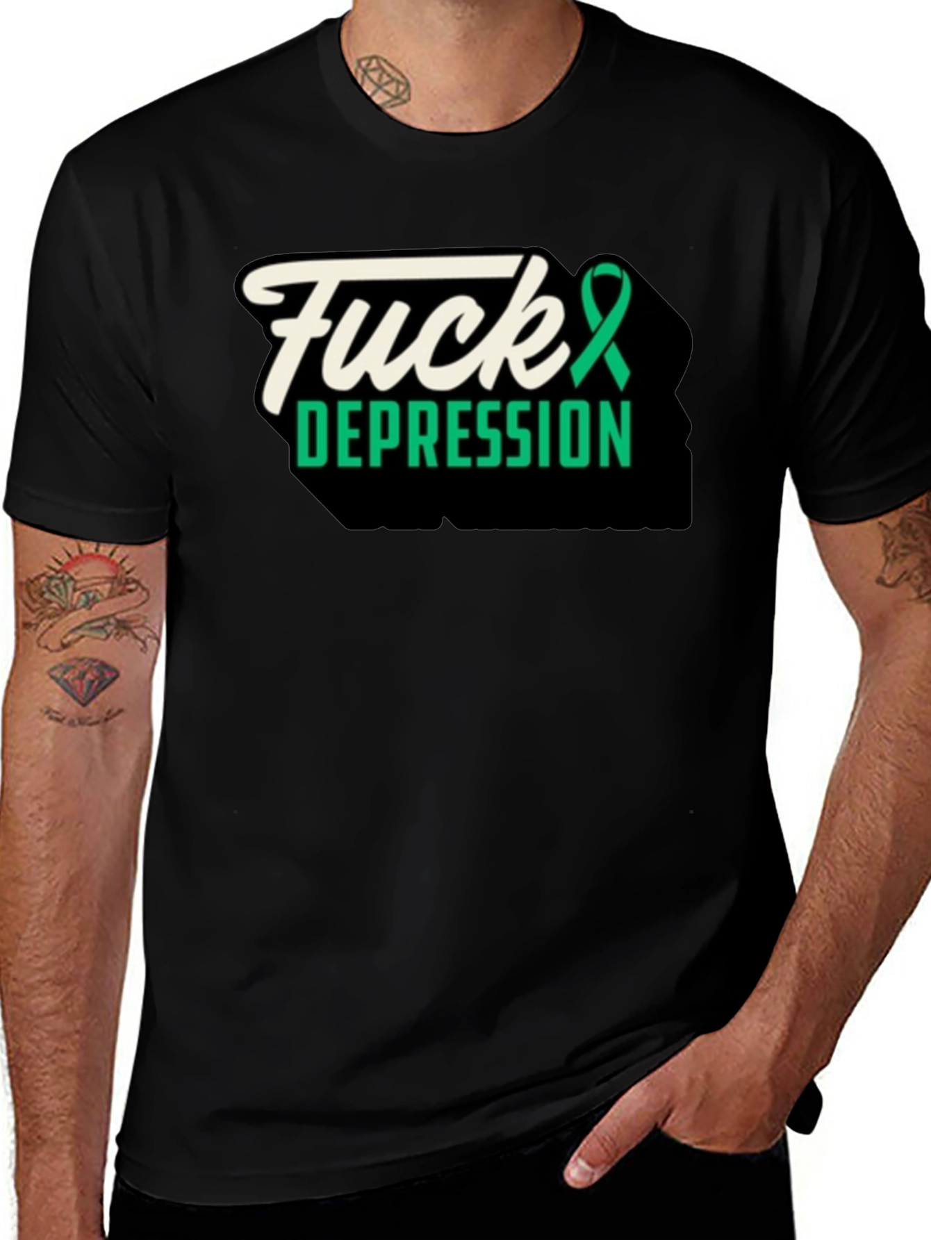 Variant 4 of "Fuck Depression" Graphic Tee - Awareness Support