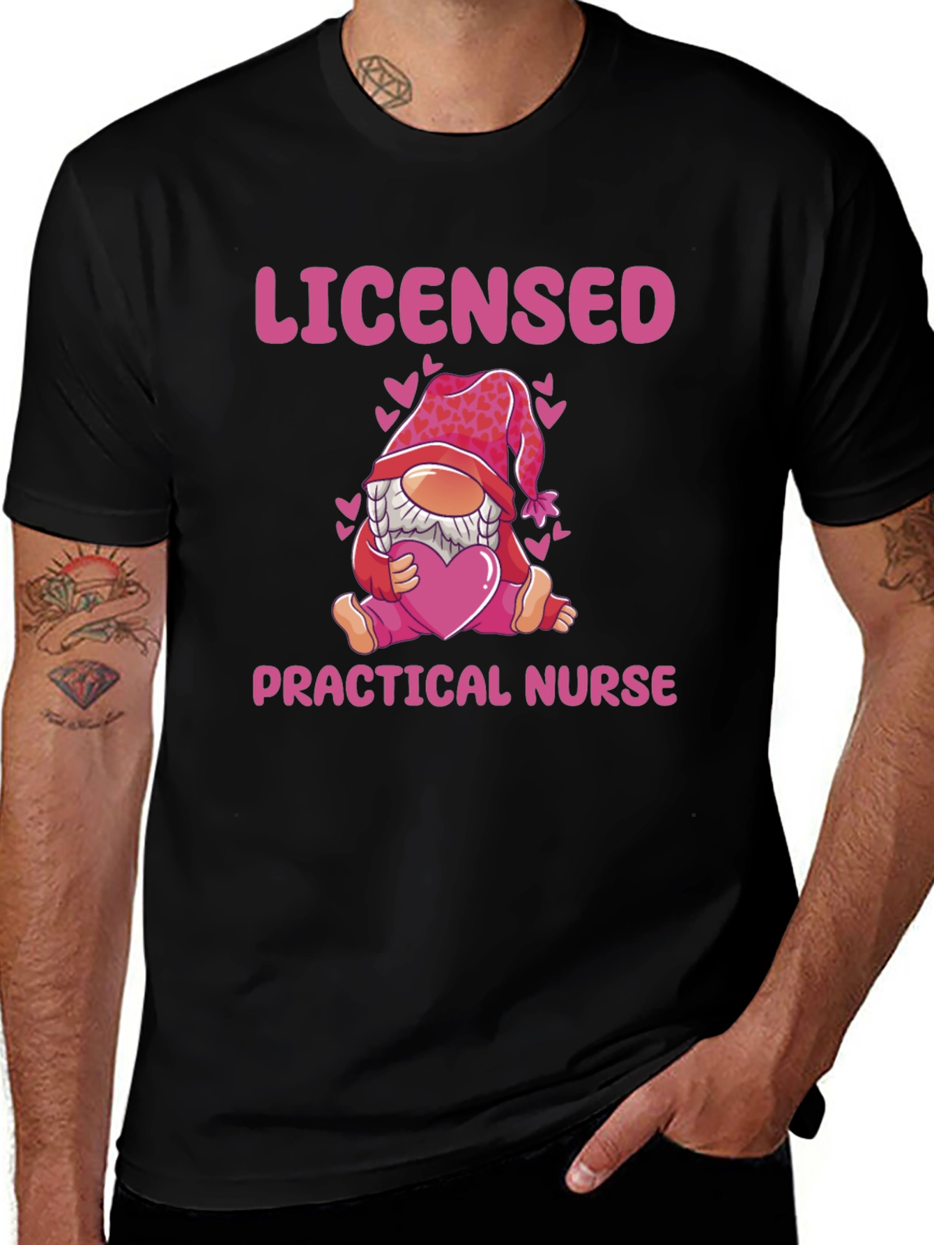 Licensed Practical Nurse Gnome Valentine's Day T-Shirt