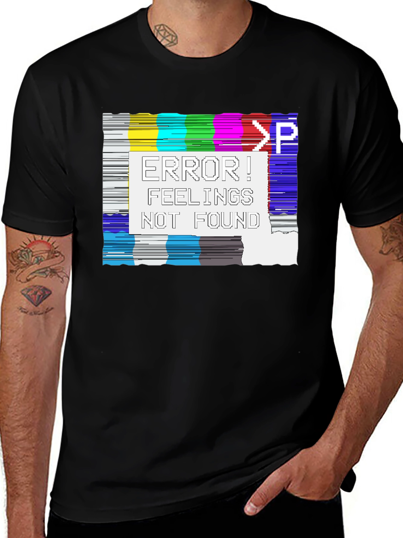 Error Feelings Not Found T-Shirt - Black Graphic Tee