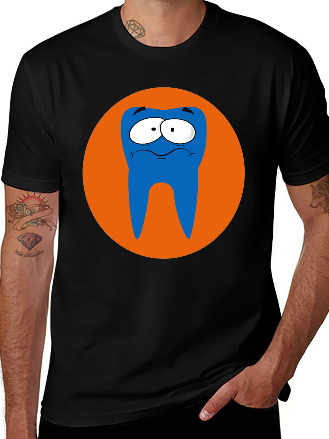 Variant 11 of Cartoon Tooth Graphic Tee - Unique Dental Humor T-Shirt