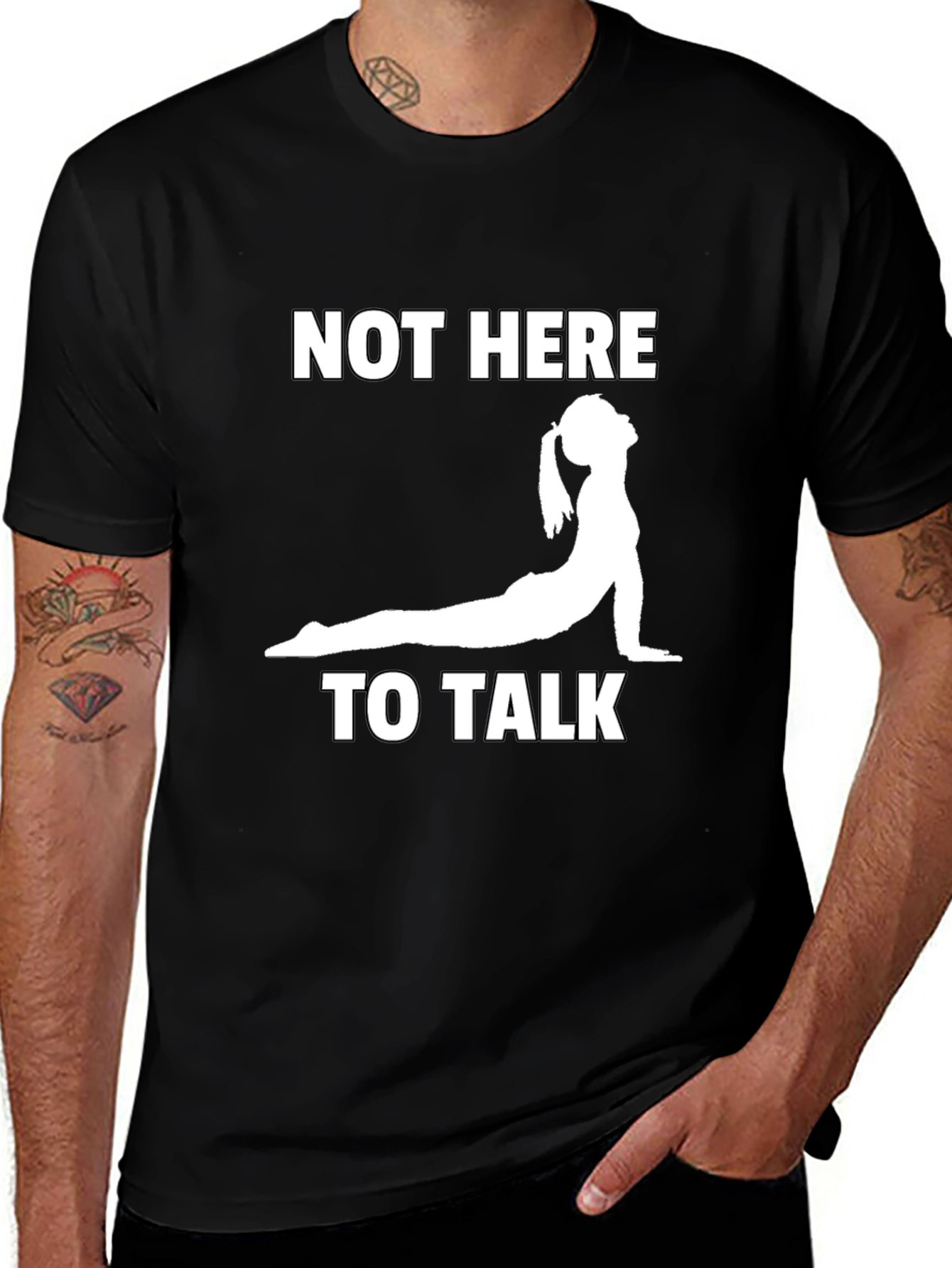 Variant 27 of Yoga Humor Graphic Tee - Not Here to Talk