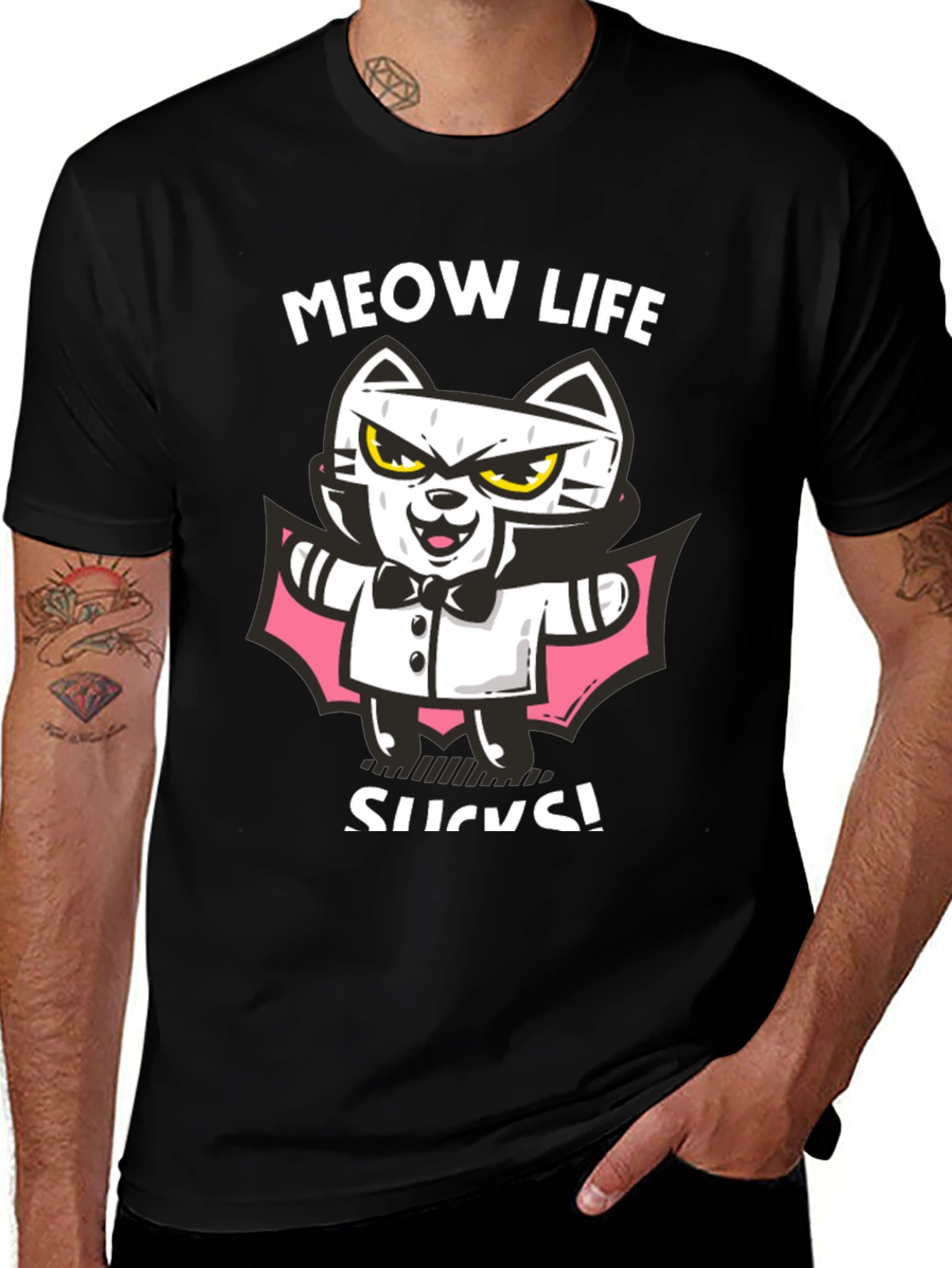 Variant 12 of Meow Life Sucks Cat Vampire Graphic Tee