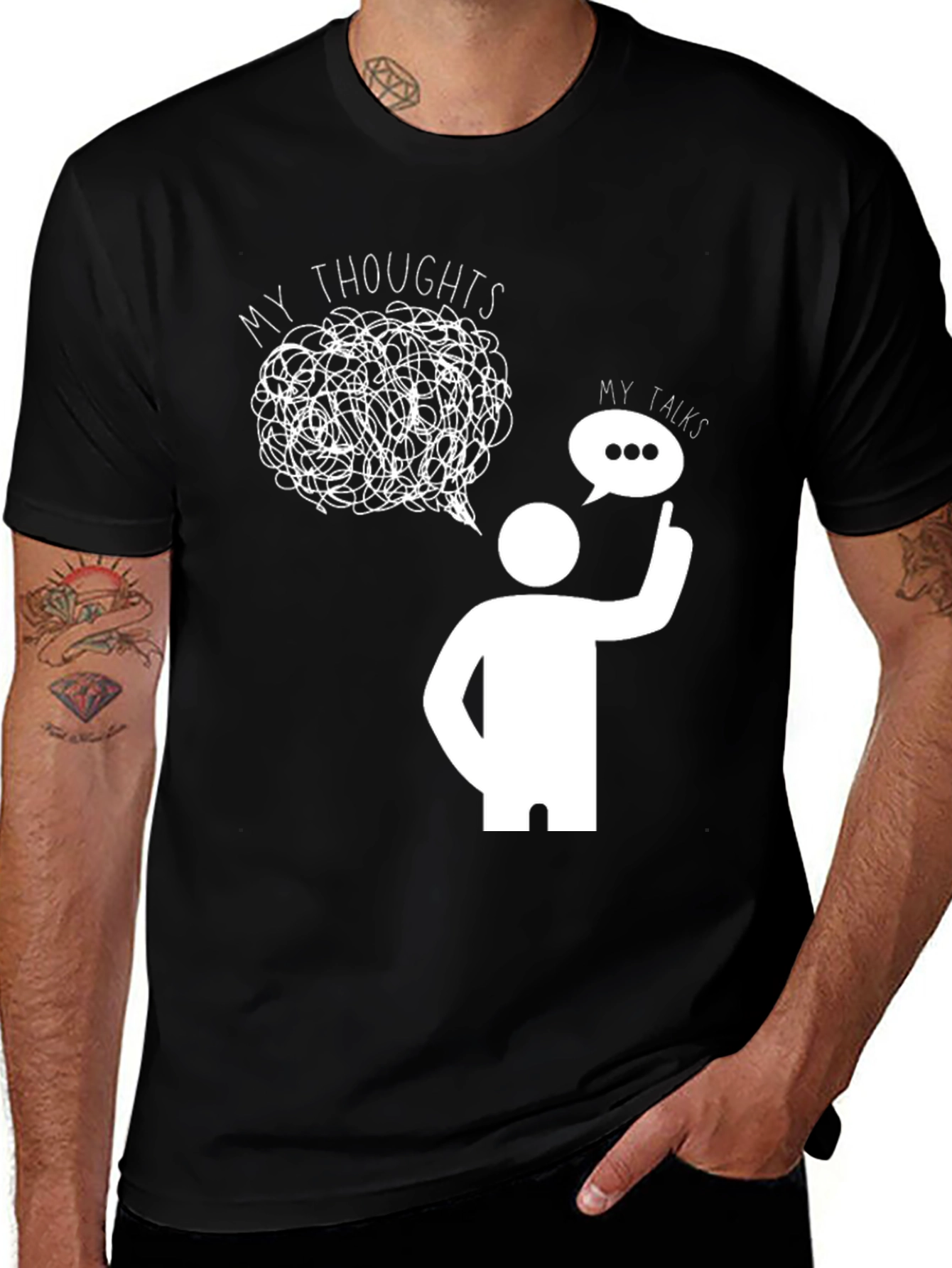 Variant 10 of My Thoughts My Talks Graphic Tee - Black
