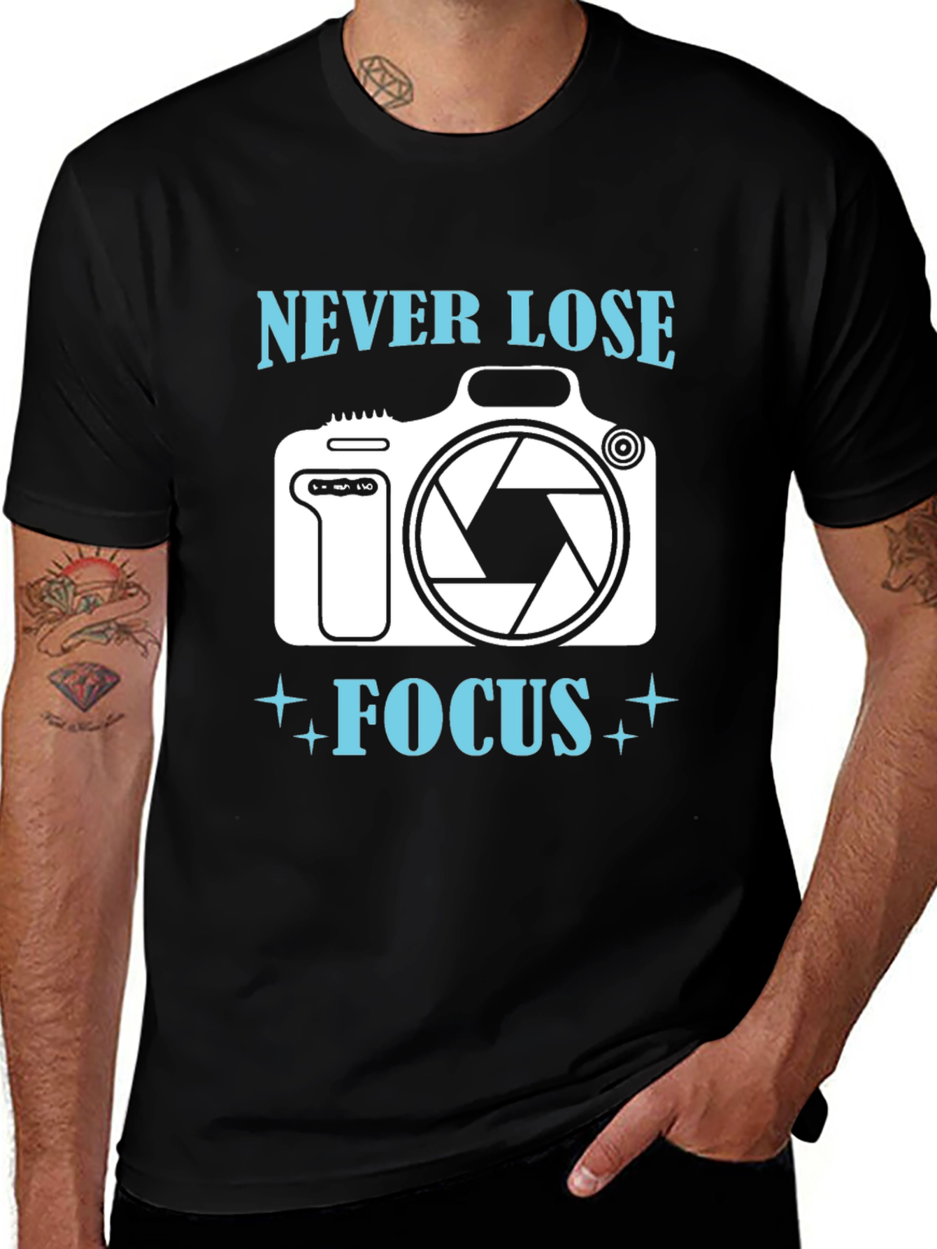 Variant 17 of Never Lose Focus T-Shirt Photography Camera Graphic Tee