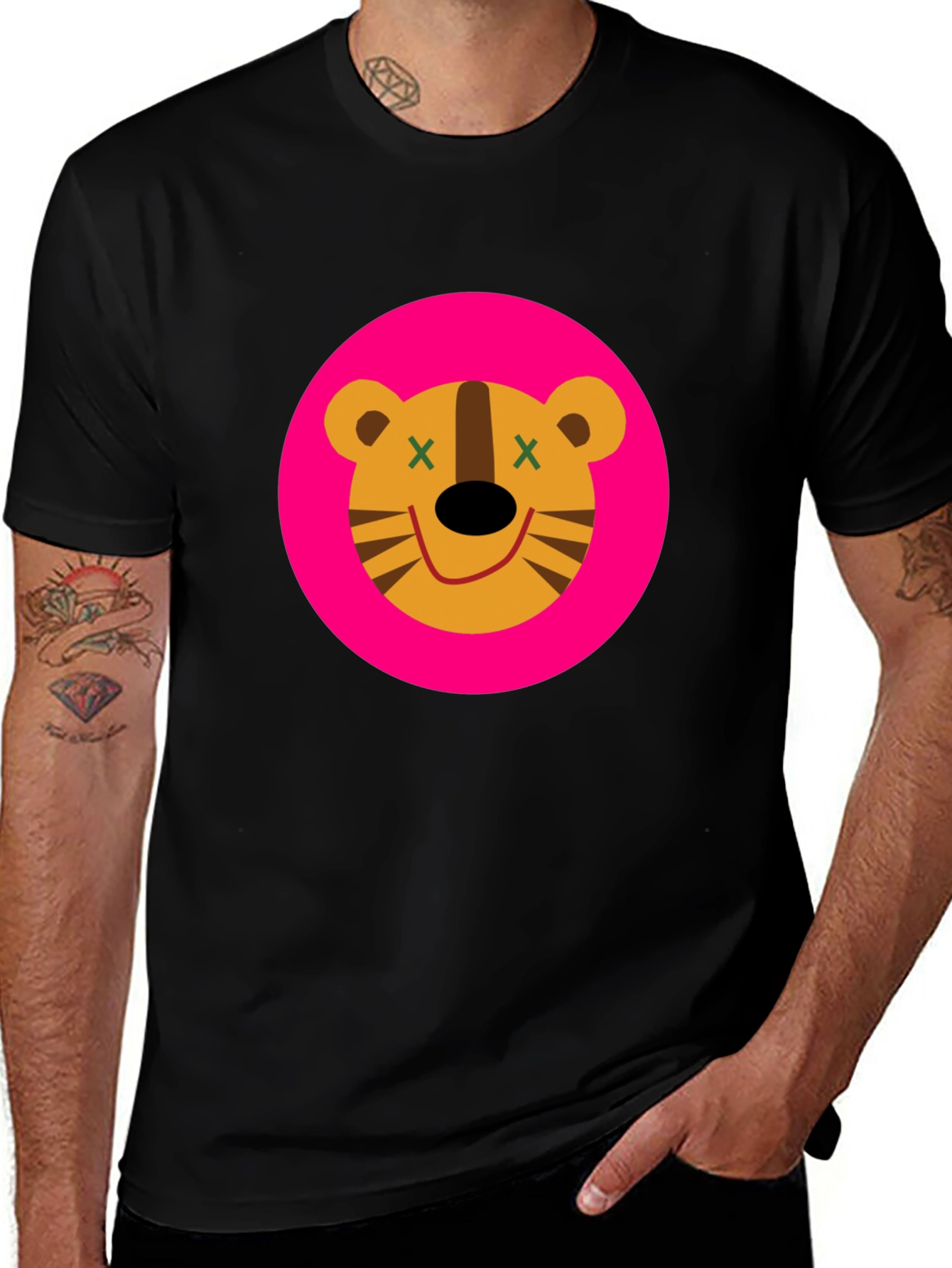 Variant 6 of Funky Cartoon Tiger Graphic Tee - Black
