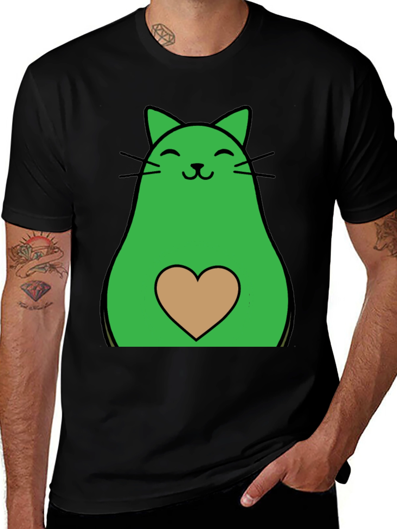 Variant 13 of Avocado Cat Graphic Tee - Cute & Unique!
